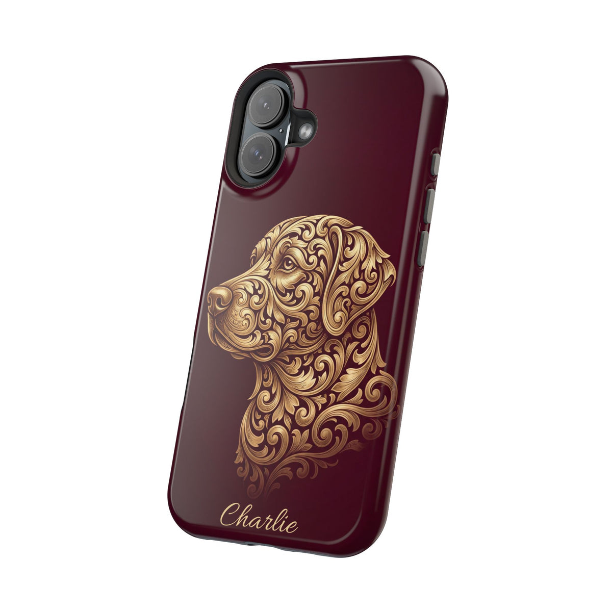Personalized Gold Filigree Labrador Phone Case — Tough Magnetic Case with Wireless Charging