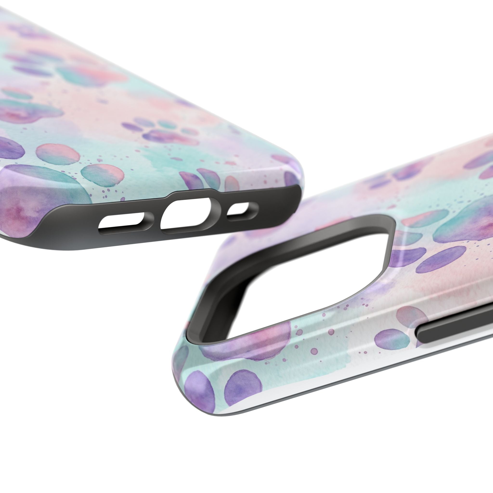 Watercolor Paw Print Phone Case — Impact-Resistant Wireless Charging Cover