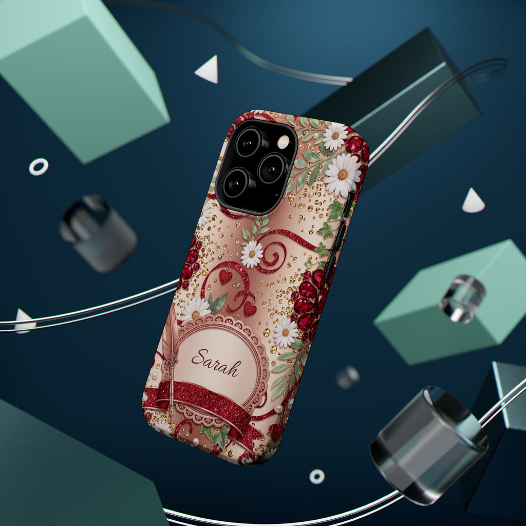 Personalized Vintage Floral Teacher Phone Case — Wireless Charging Cover