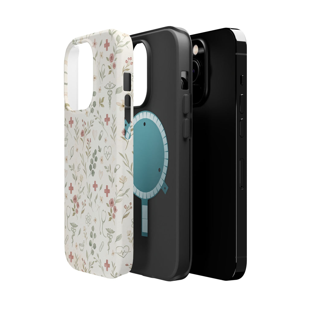 Floral Nurse Phone Case — Impact-Resistant Wireless Charging Cover