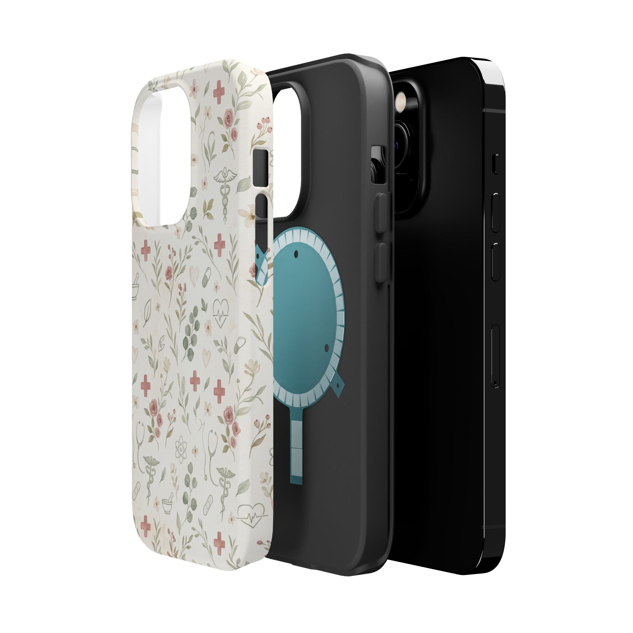 Floral Nurse Phone Case — Impact-Resistant Wireless Charging Cover