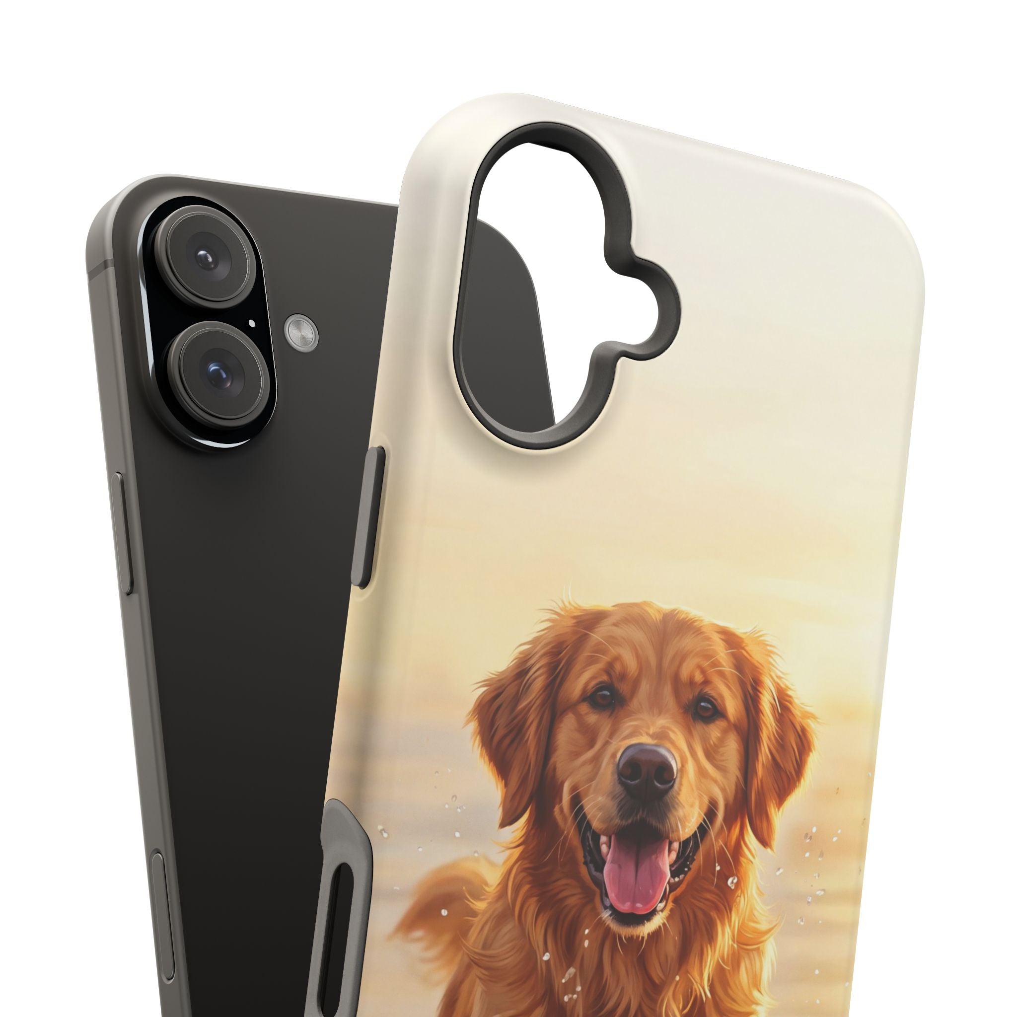 Beach Golden Retriever Phone Case — Impact-Resistant Wireless Charging Cover