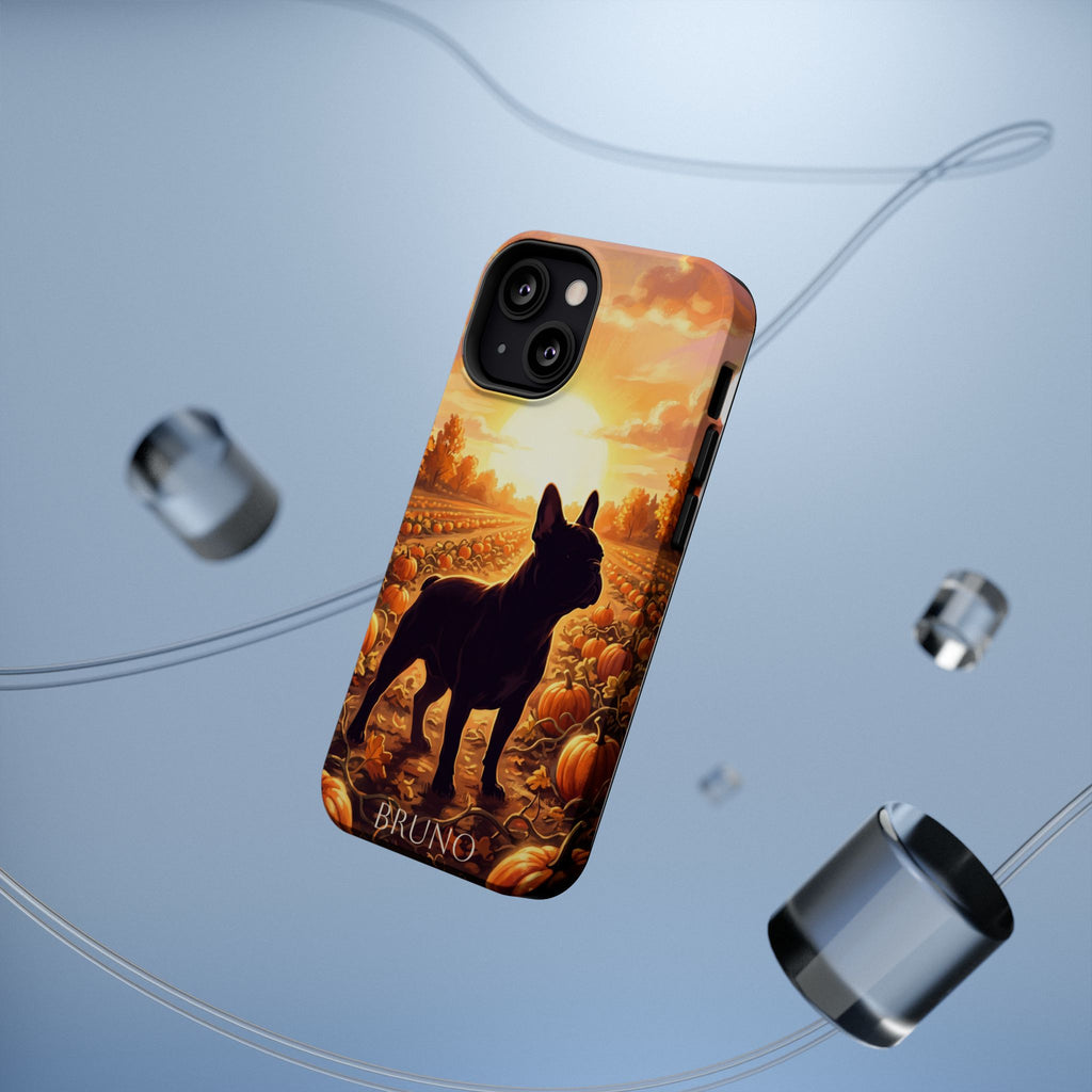 Personalized French Bulldog Pumpkin Patch Phone Case — Wireless Charging Cover