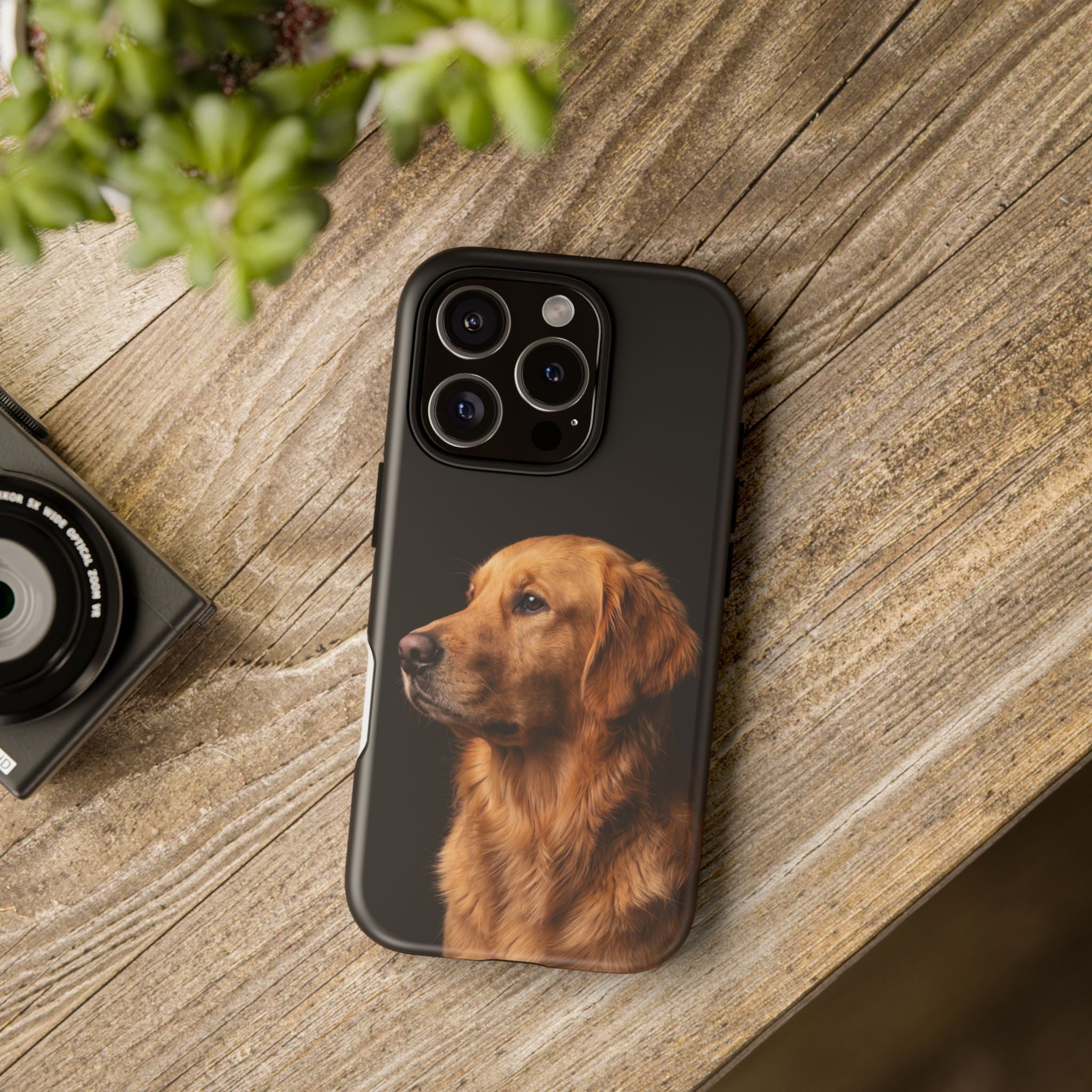 Golden Retriever Portrait Phone Case | Realistic Dog Photo on Black Background | iPhone & Samsung