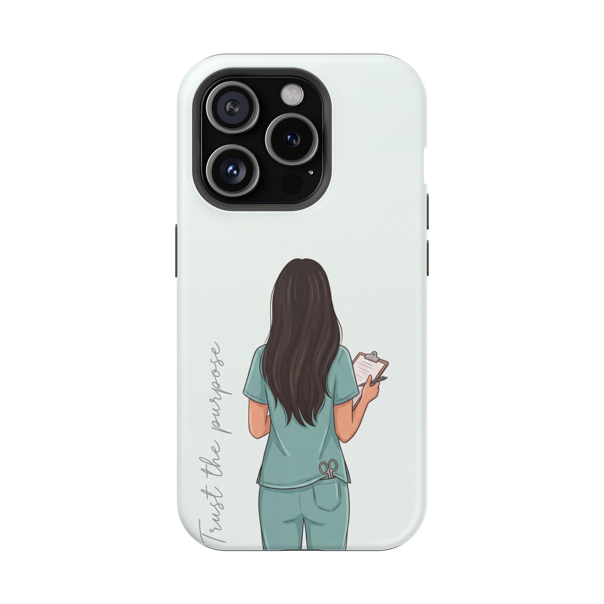 Nurse Illustration Phone Case — Impact-Resistant Wireless Charging Cover