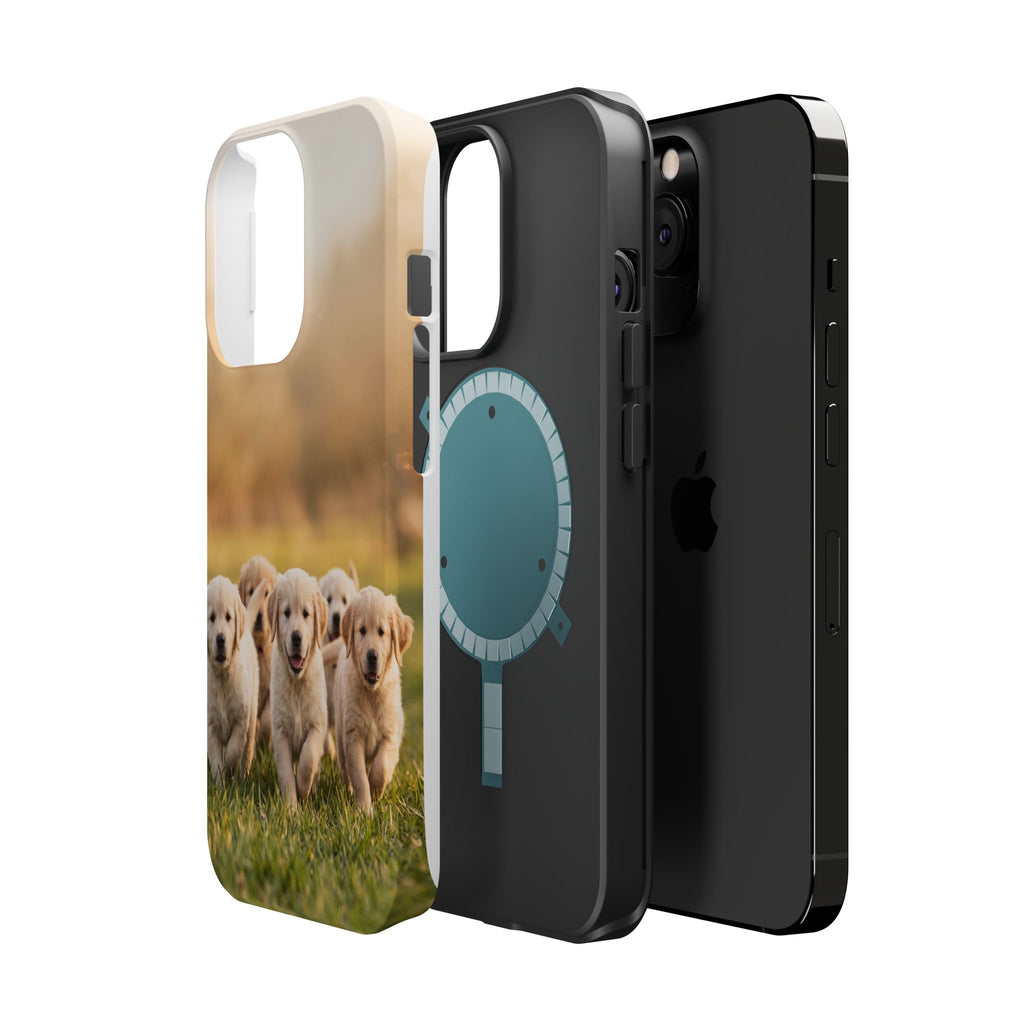 Golden Retriever Puppies Phone Case — Impact-Resistant Wireless Charging Cover
