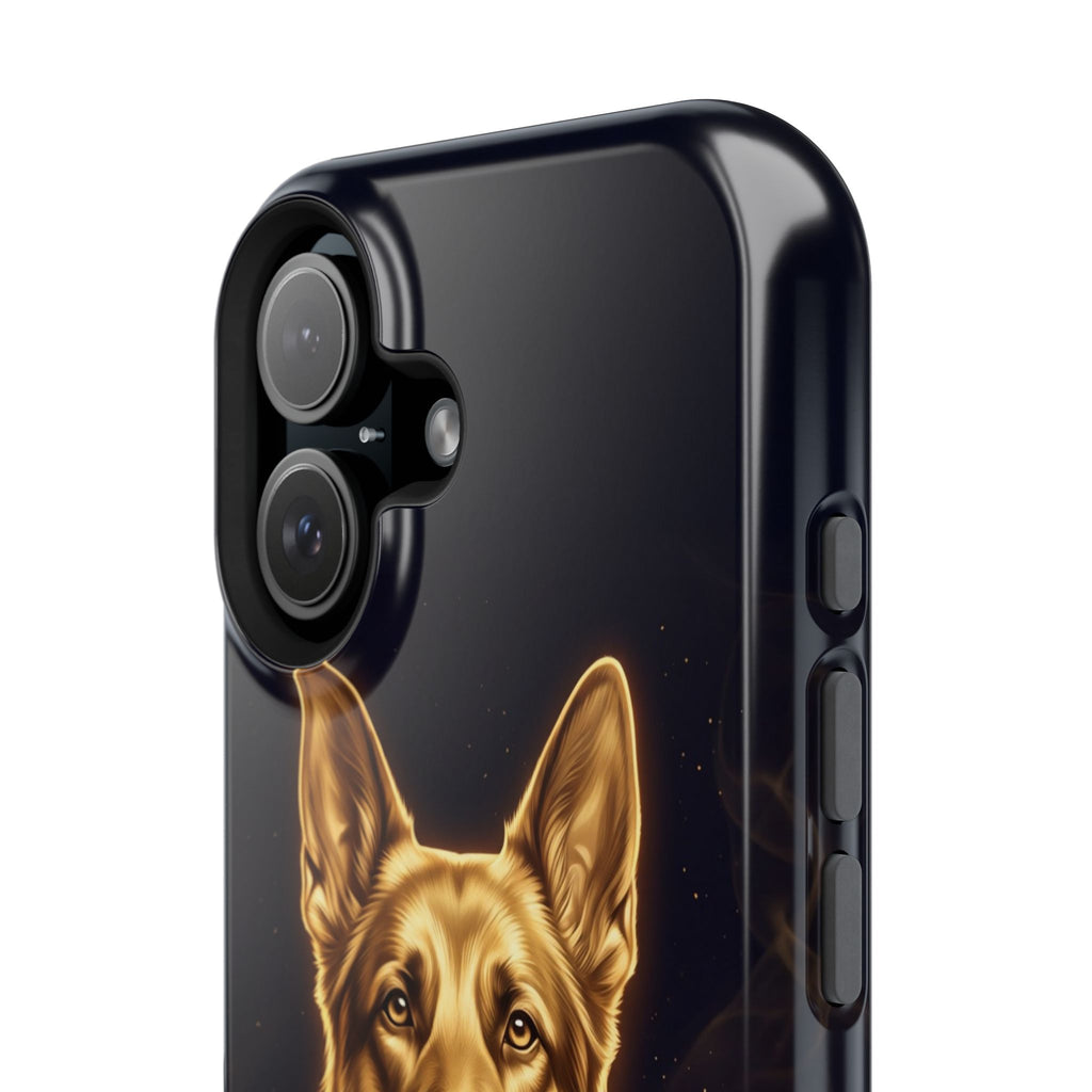 German Shepherd Phone Case | Personalized Gold Glow Art — Tough Magnetic Case with Wireless Charging