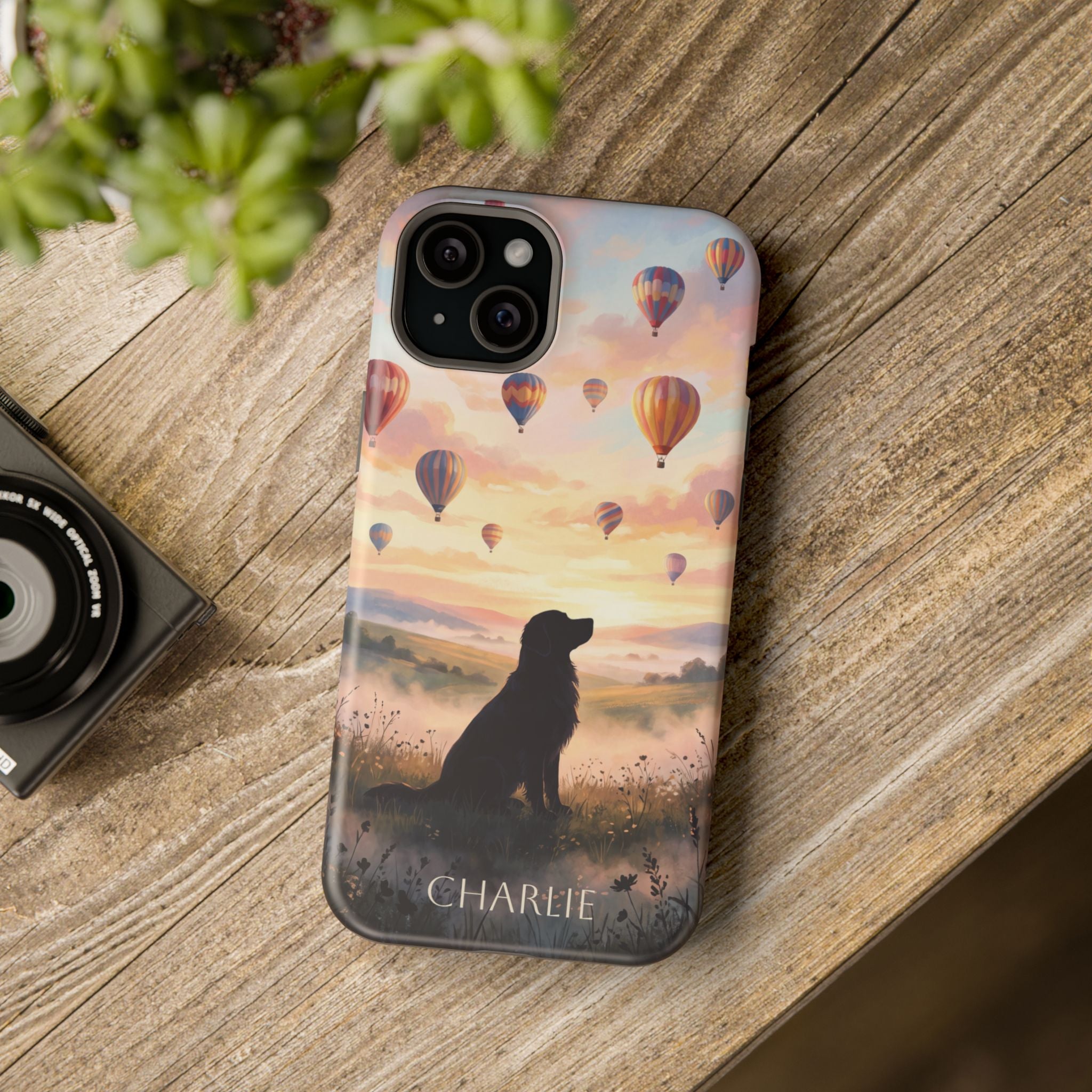 Personalized Golden Retriever Hot Air Balloon Phone Case — Wireless Charging Cover