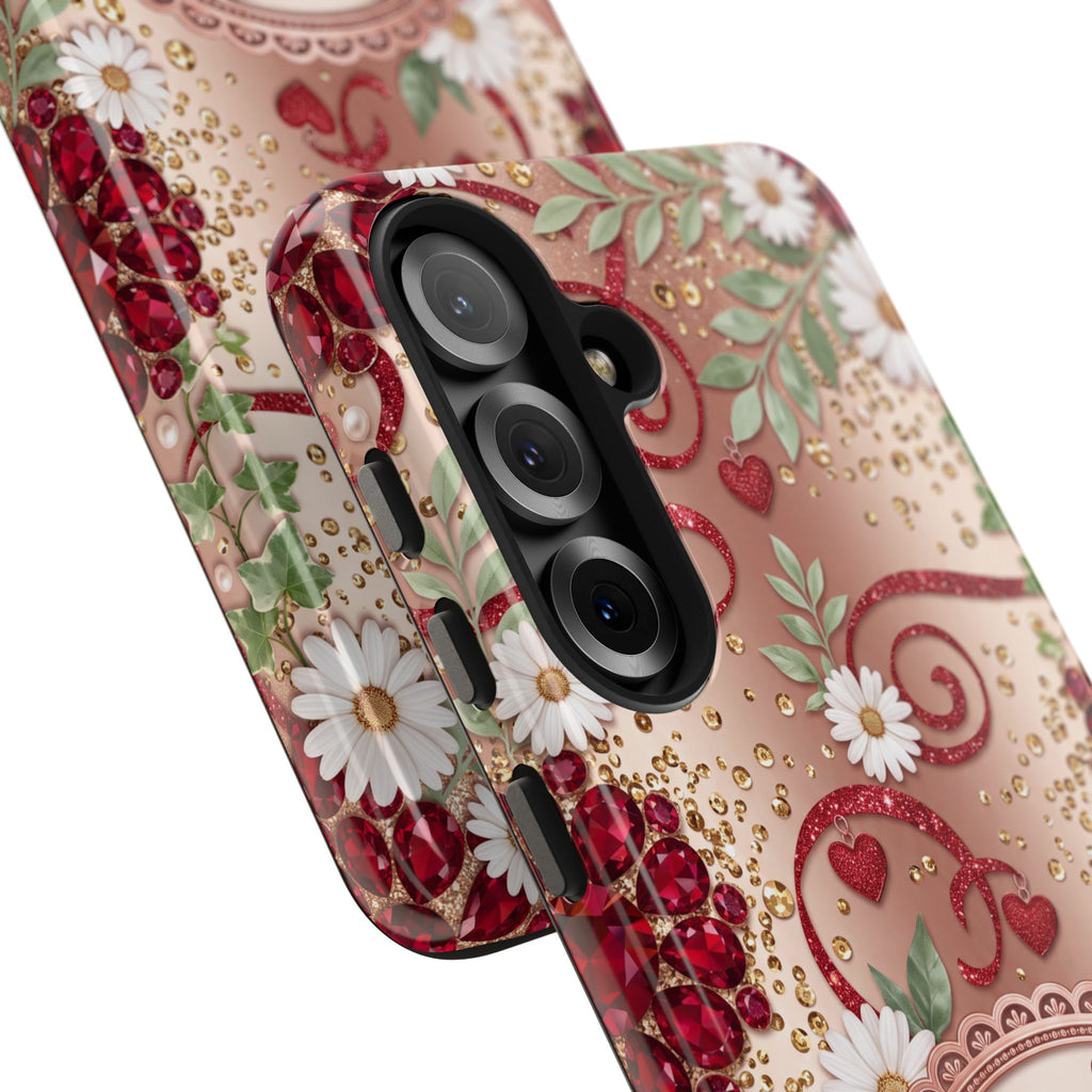 Personalized Teacher Phone Case — Custom Name and Message - Floral Jeweled Design