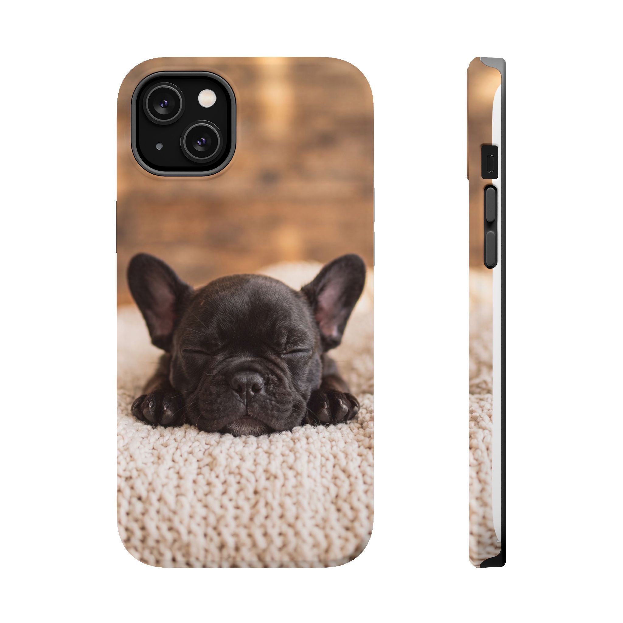 Sleepy French Bulldog Phone Case — Impact-Resistant Wireless Charging Cover