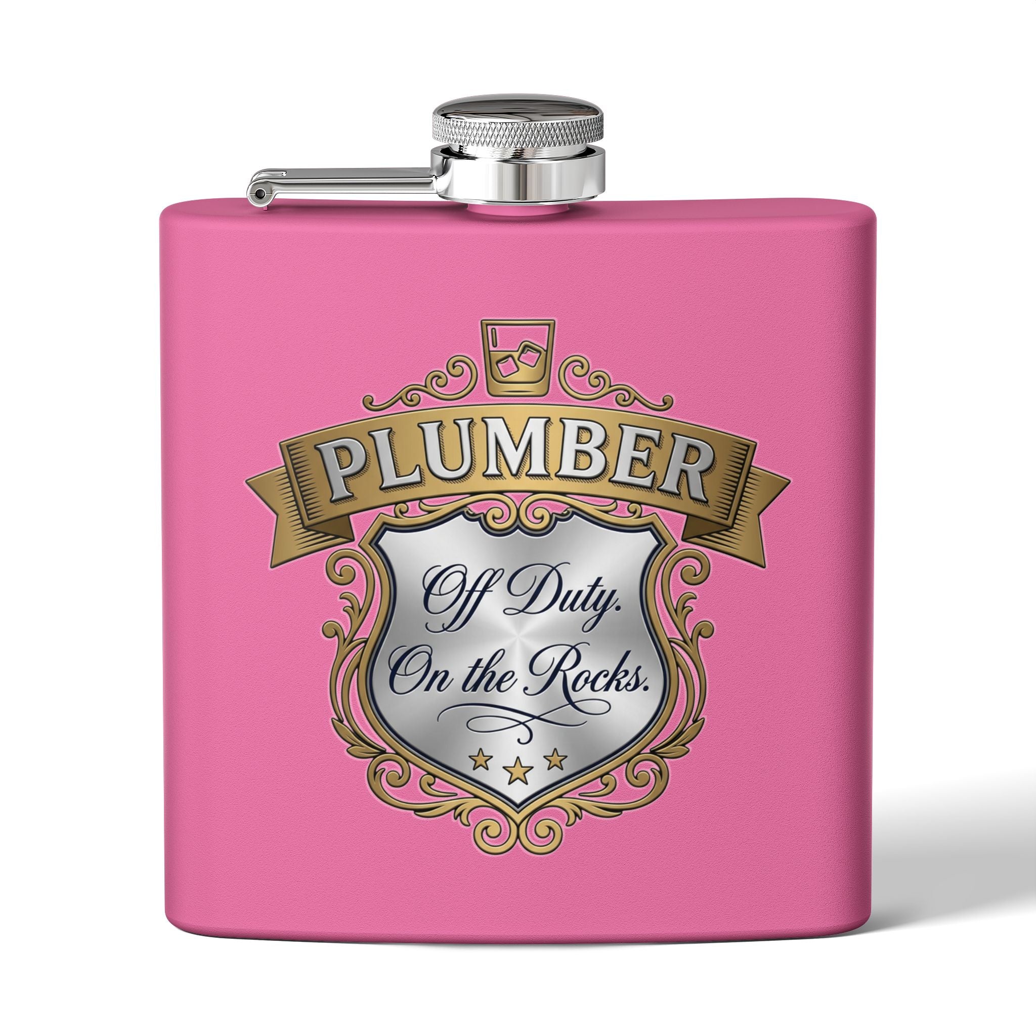 Flask — "Off Duty. On the Rocks." 6oz Stainless Steel Hip Flask