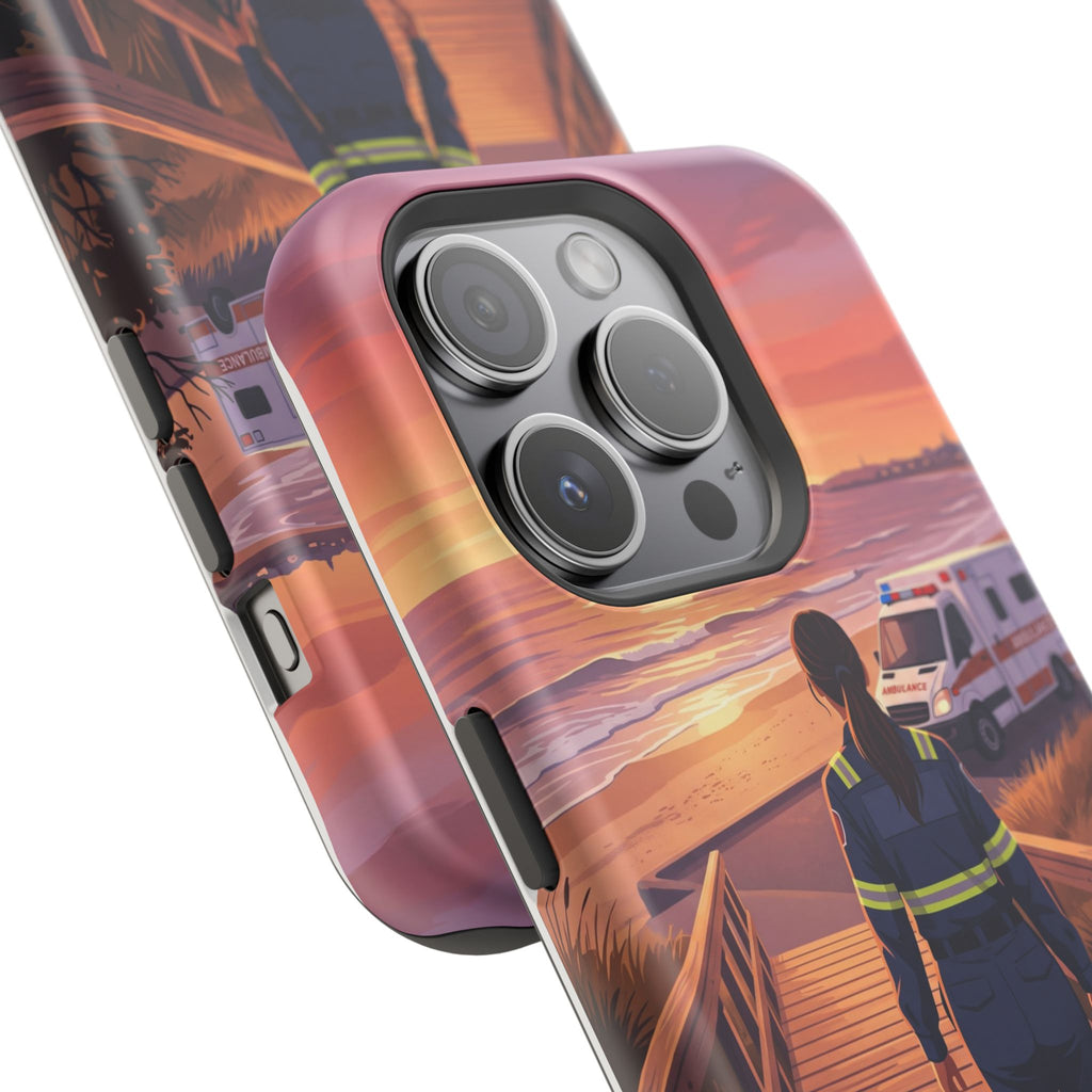 Sunset Boardwalk Personalized Paramedic Phone Case — Wireless Charging Cover