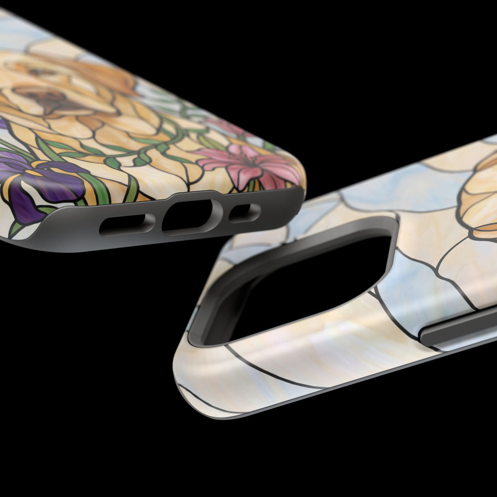 Floral Stained Glass Labrador Phone Case — Tough Magnetic Case with Wireless Charging