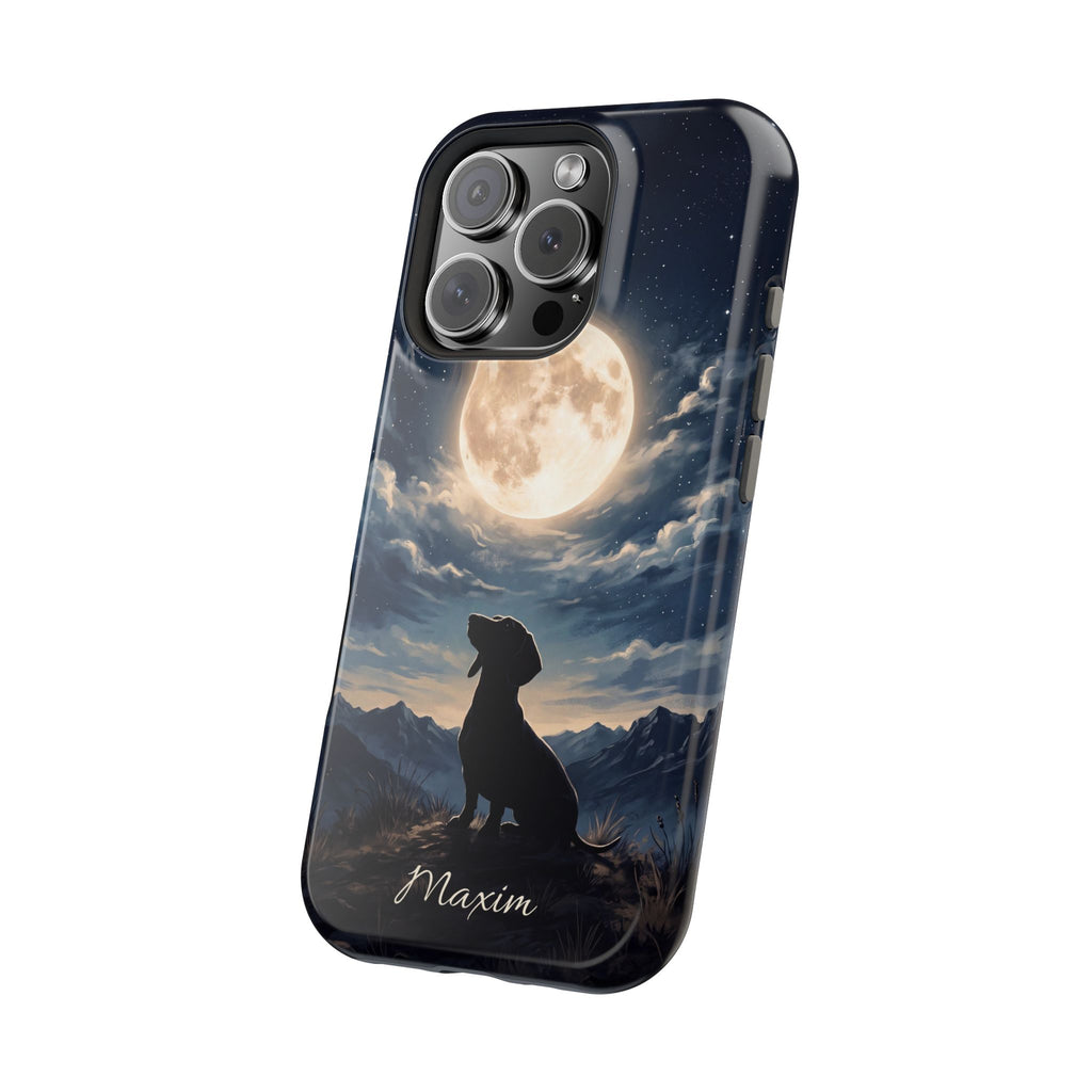 Personalized Dachshund Moonlight Phone Case — Wireless Charging Cover