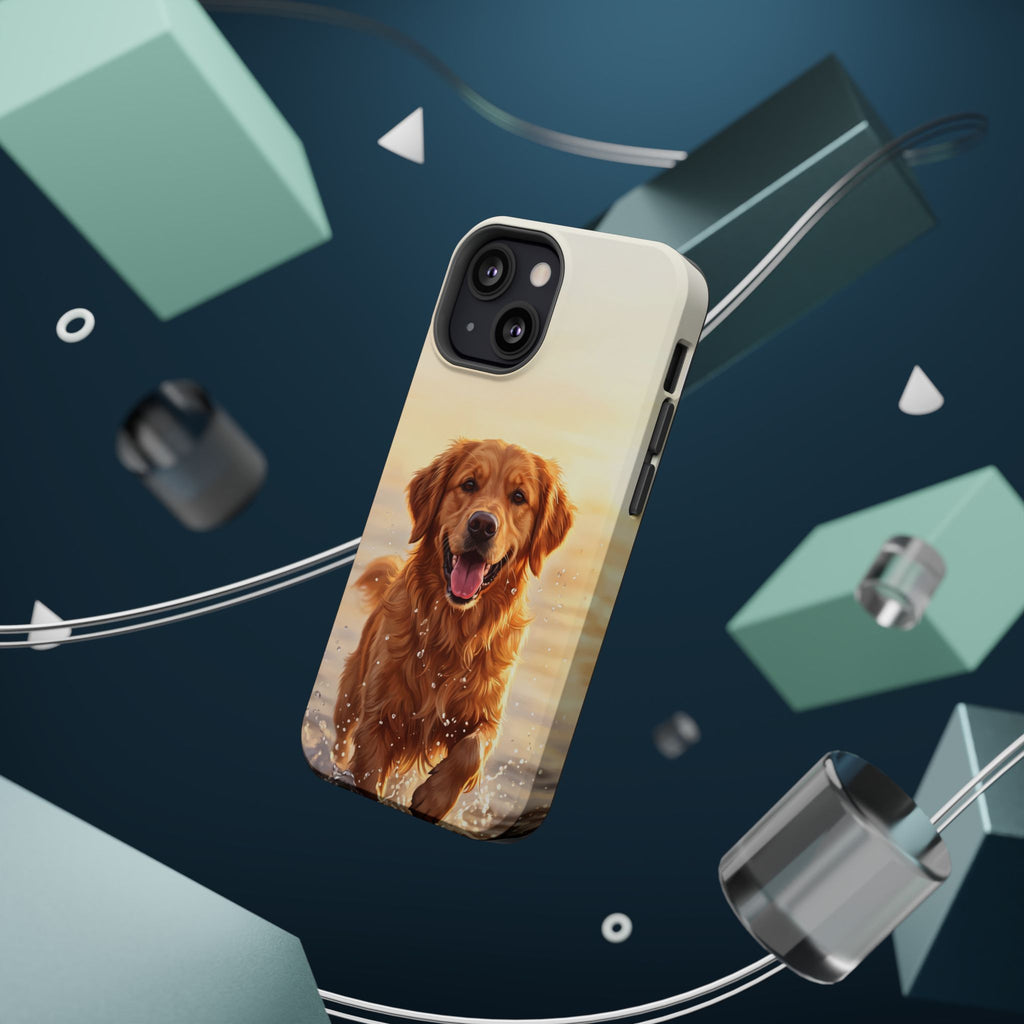 Beach Golden Retriever Phone Case — Impact-Resistant Wireless Charging Cover