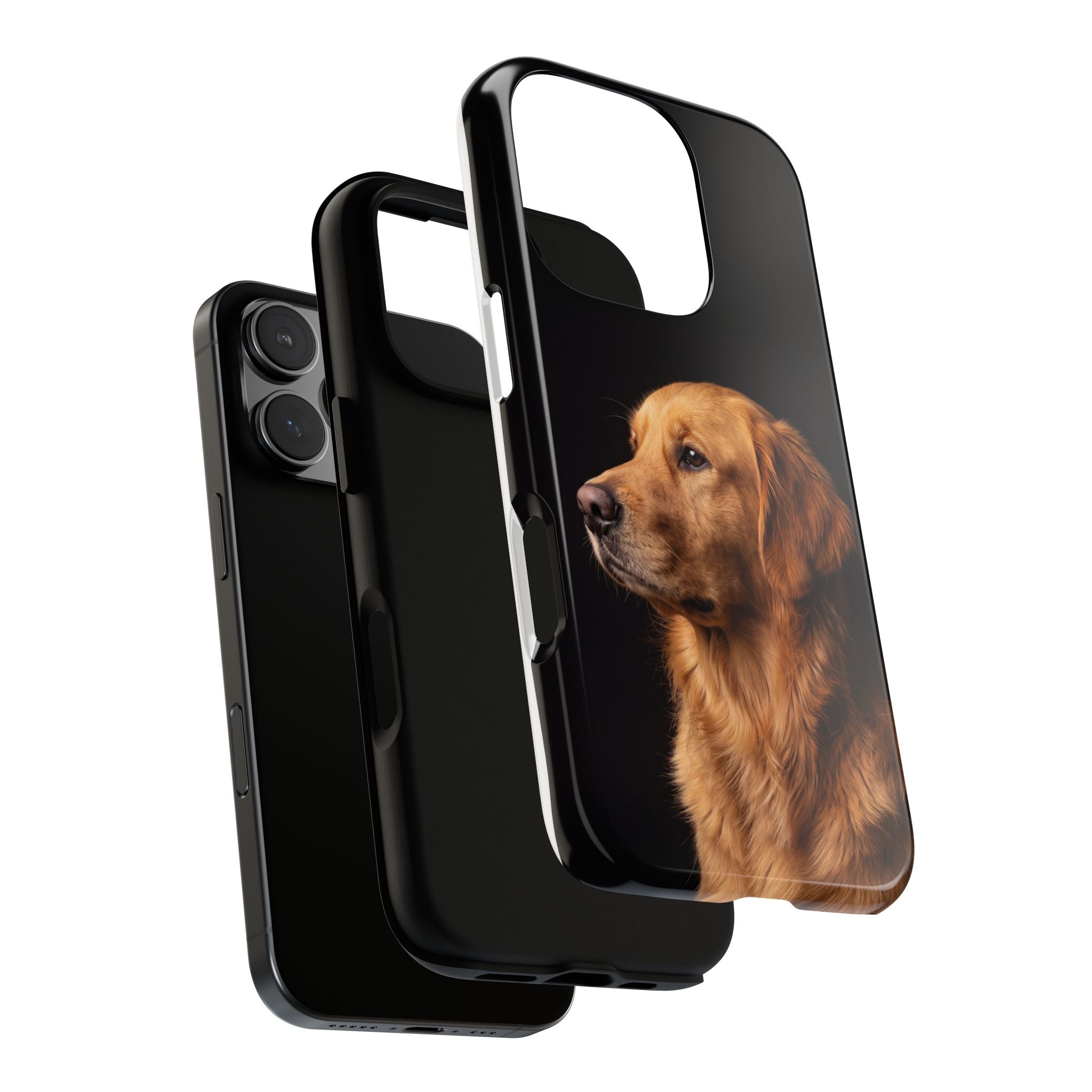 Golden Retriever Portrait Phone Case | Realistic Dog Photo on Black Background | iPhone & Samsung