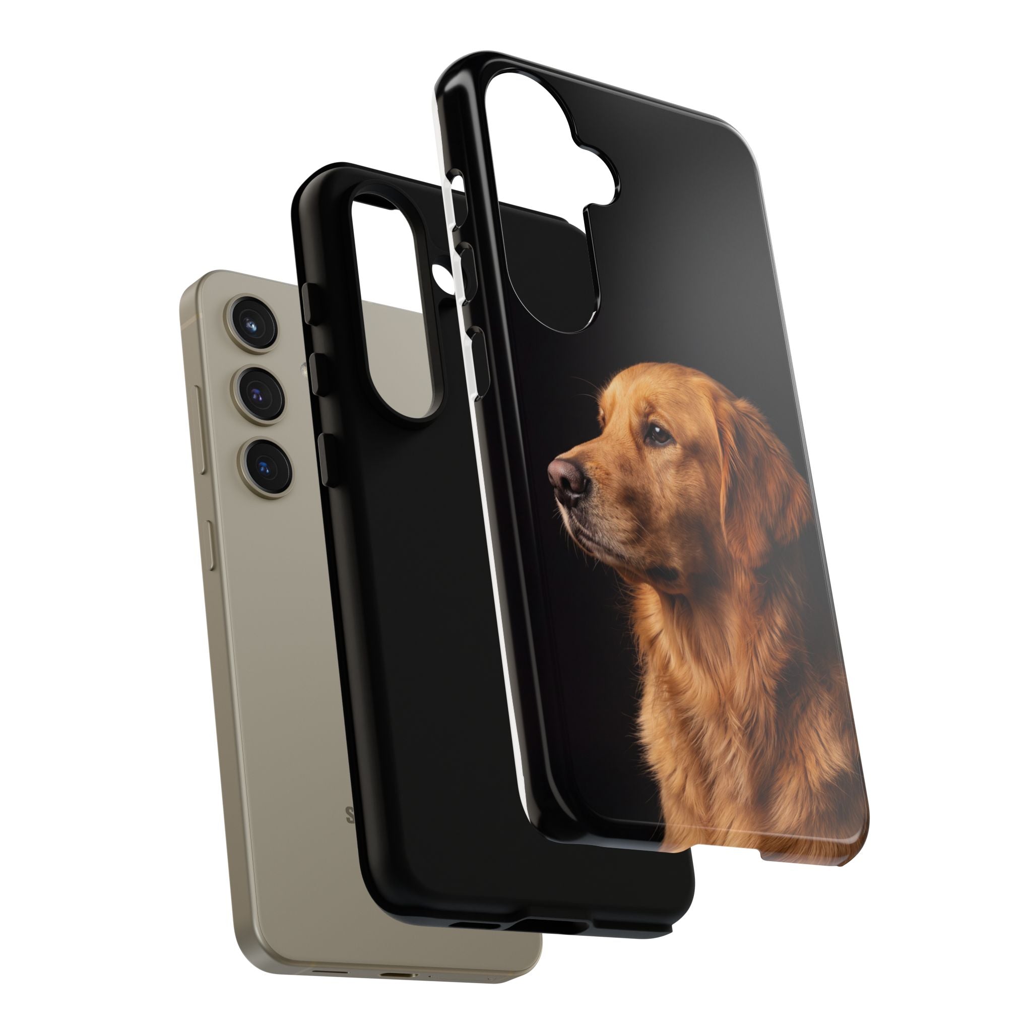 Golden Retriever Portrait Phone Case | Realistic Dog Photo on Black Background | iPhone & Samsung