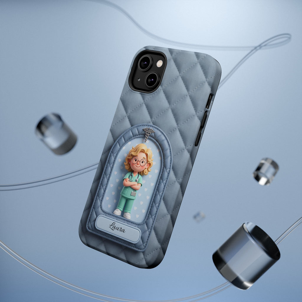 Personalized Quilted Nurse Phone Case — Wireless Charging Cover
