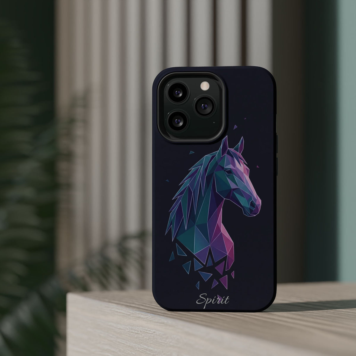Personalized Geometric Horse Phone Case — Tough Magnetic Case with Wireless Charging