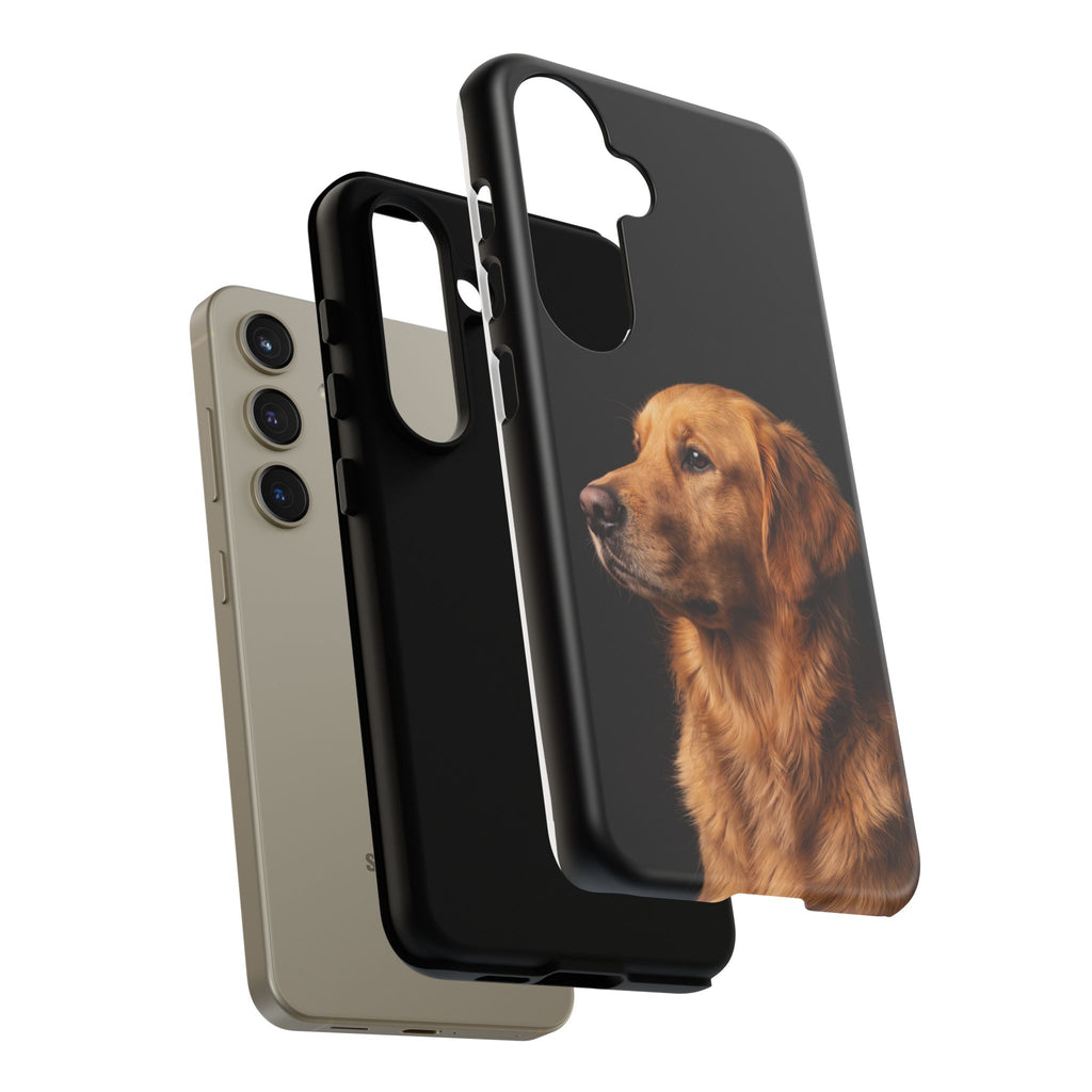 Golden Retriever Portrait Phone Case | Realistic Dog Photo on Black Background | iPhone & Samsung