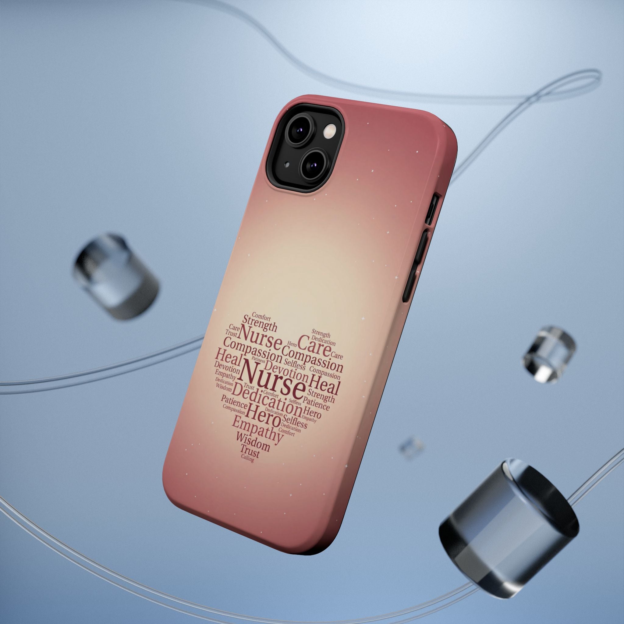 Nurse Heart Word Art Phone Case — Impact-Resistant Wireless Charging Cover