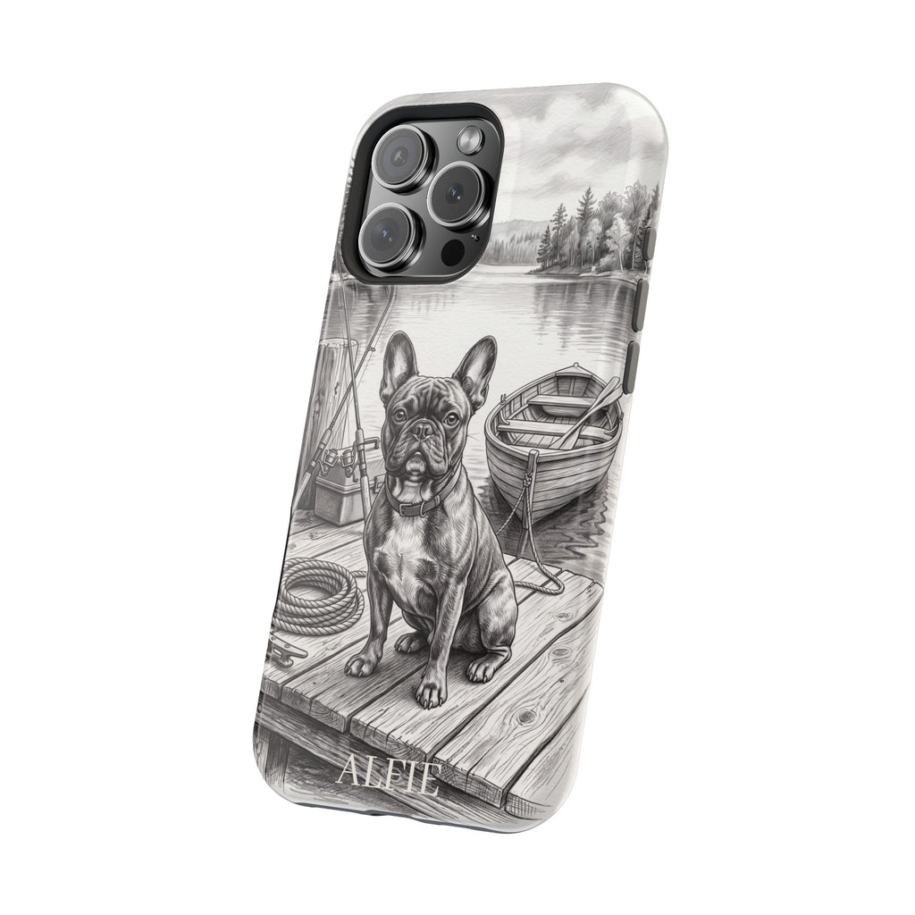 Personalized French Bulldog Lakeside Dock Phone Case — Wireless Charging Cover