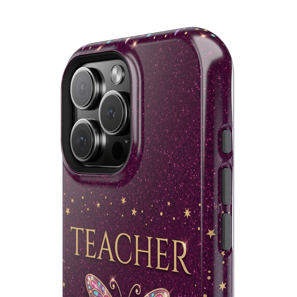 Teacher Life Glitter Butterfly Phone Case — Wireless Charging Cover