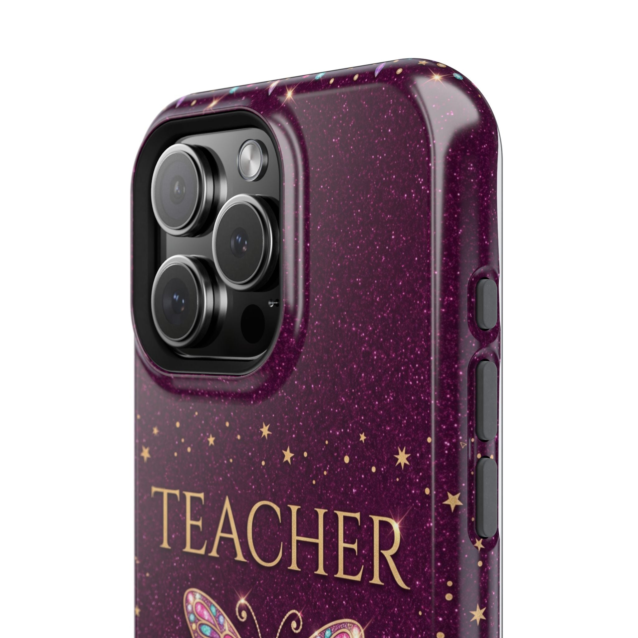 Teacher Life Glitter Butterfly Phone Case — Wireless Charging Cover