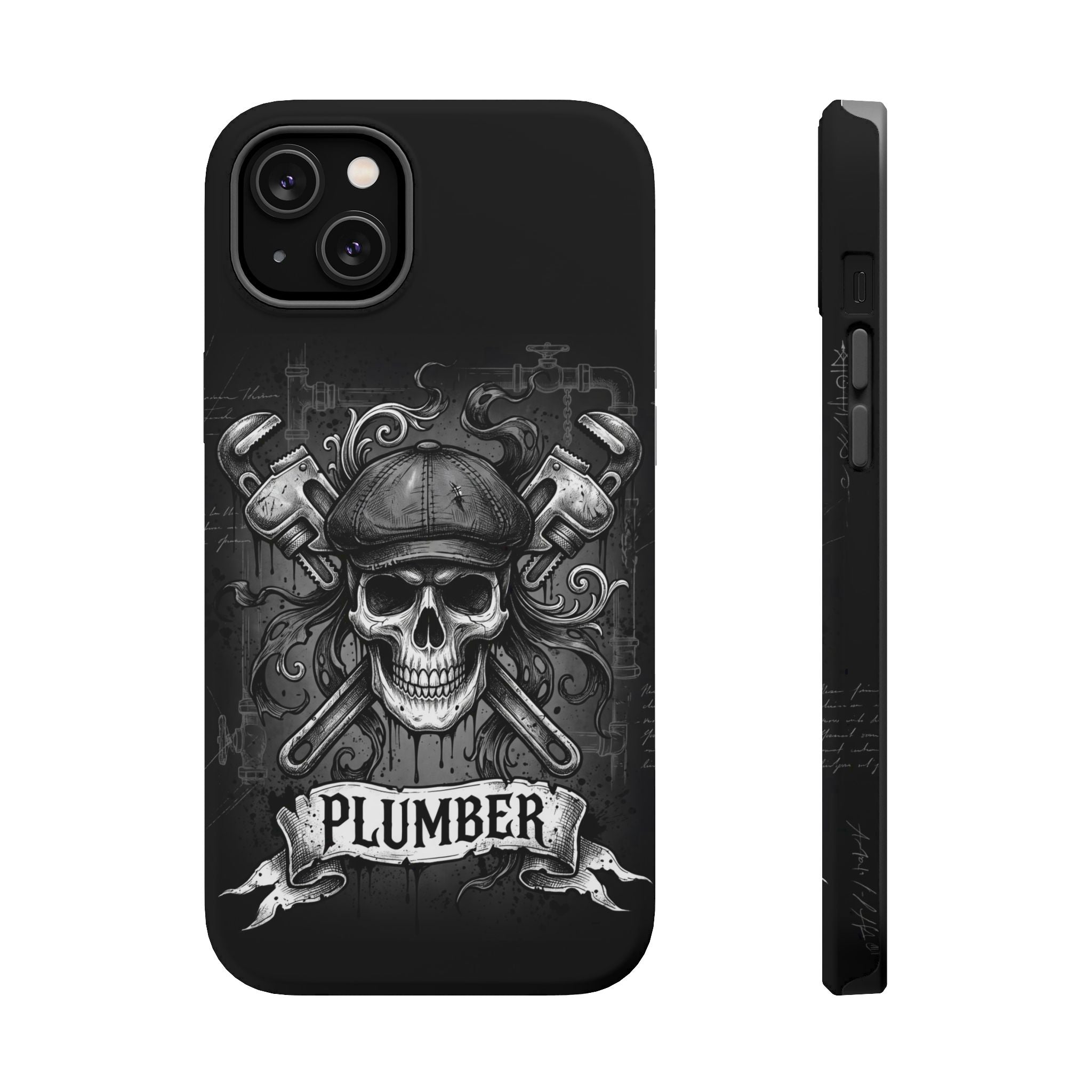 Skull & Wrenches Plumber Phone Case — Wireless Charging Cover