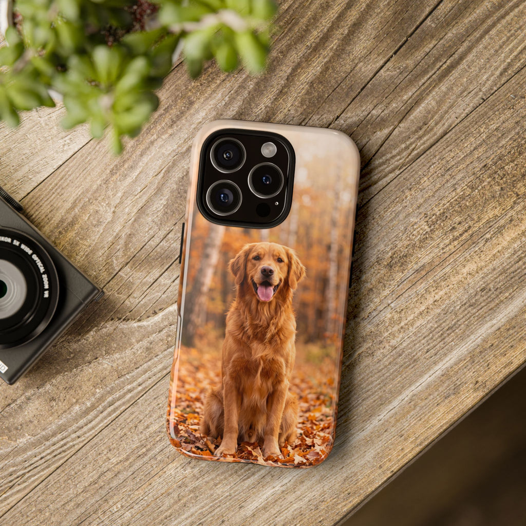 Golden Retriever Autumn Forest Phone Case | Happy Dog in Fall Foliage | Samsung & iPhone