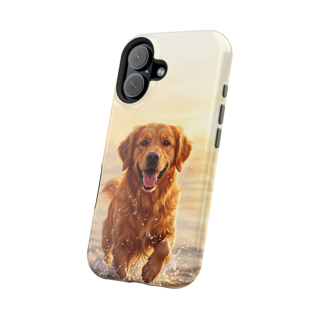Beach Golden Retriever Phone Case — Impact-Resistant Wireless Charging Cover