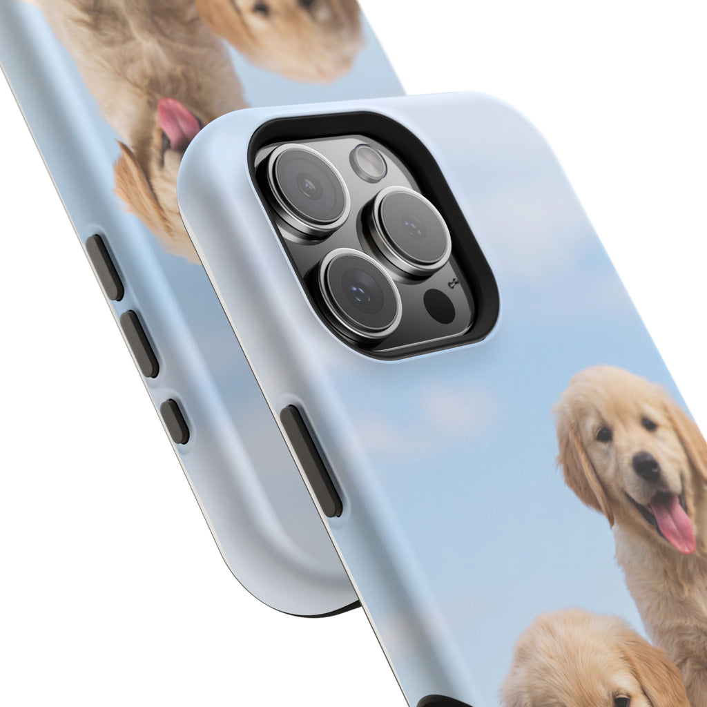 Golden Retriever Puppy Duo Phone Case — Impact-Resistant Wireless Charging Cover