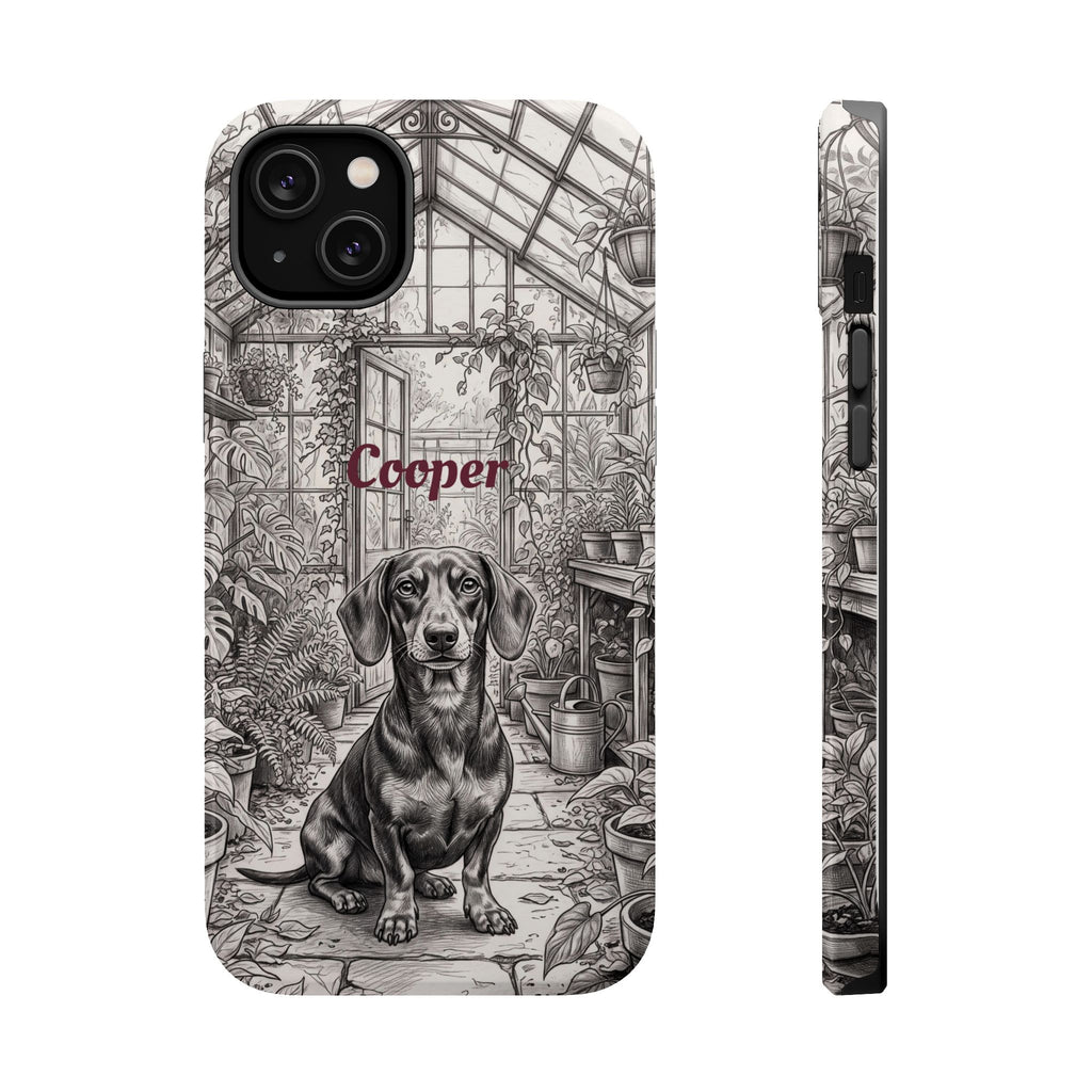 Personalized Dachshund Vintage Greenhouse Phone Case — Wireless Charging Cover