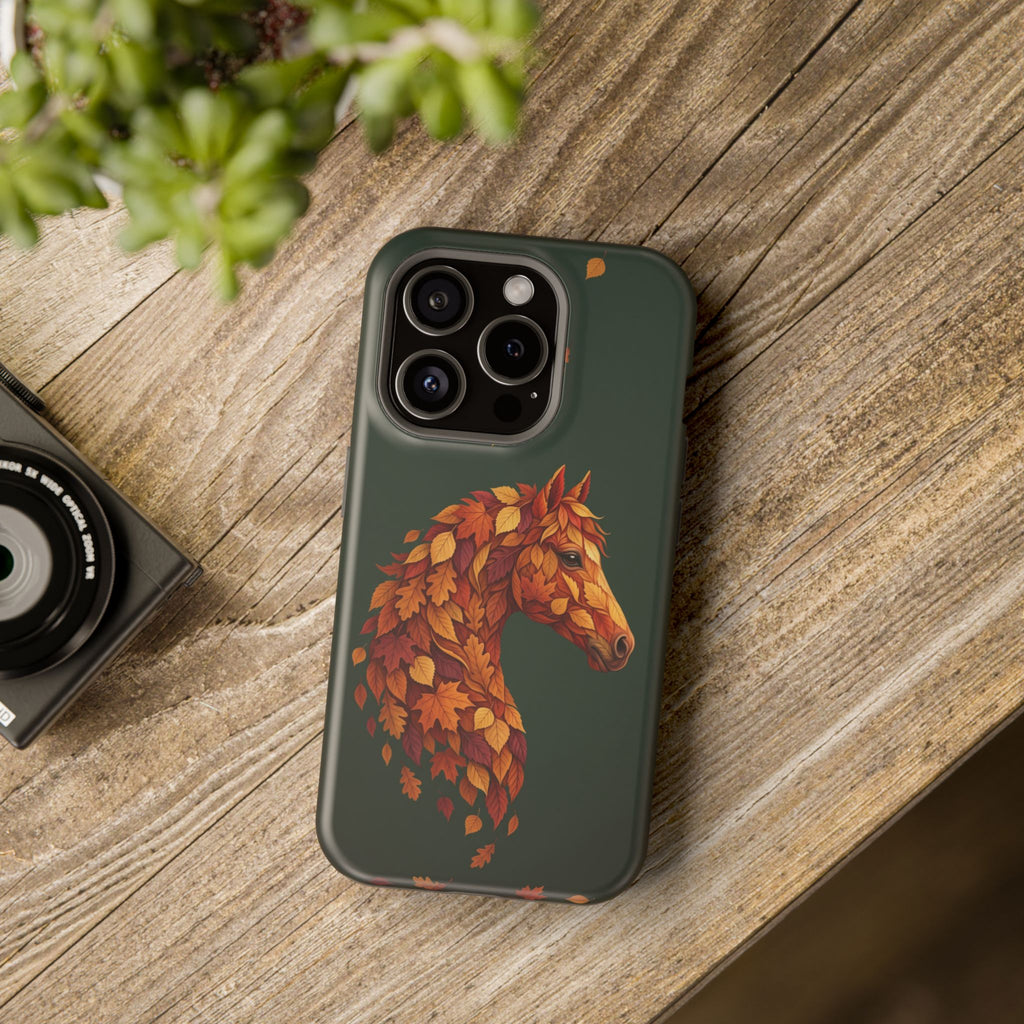 Autumn Leaves Horse Phone Case — Tough Magnetic Case with Wireless Charging