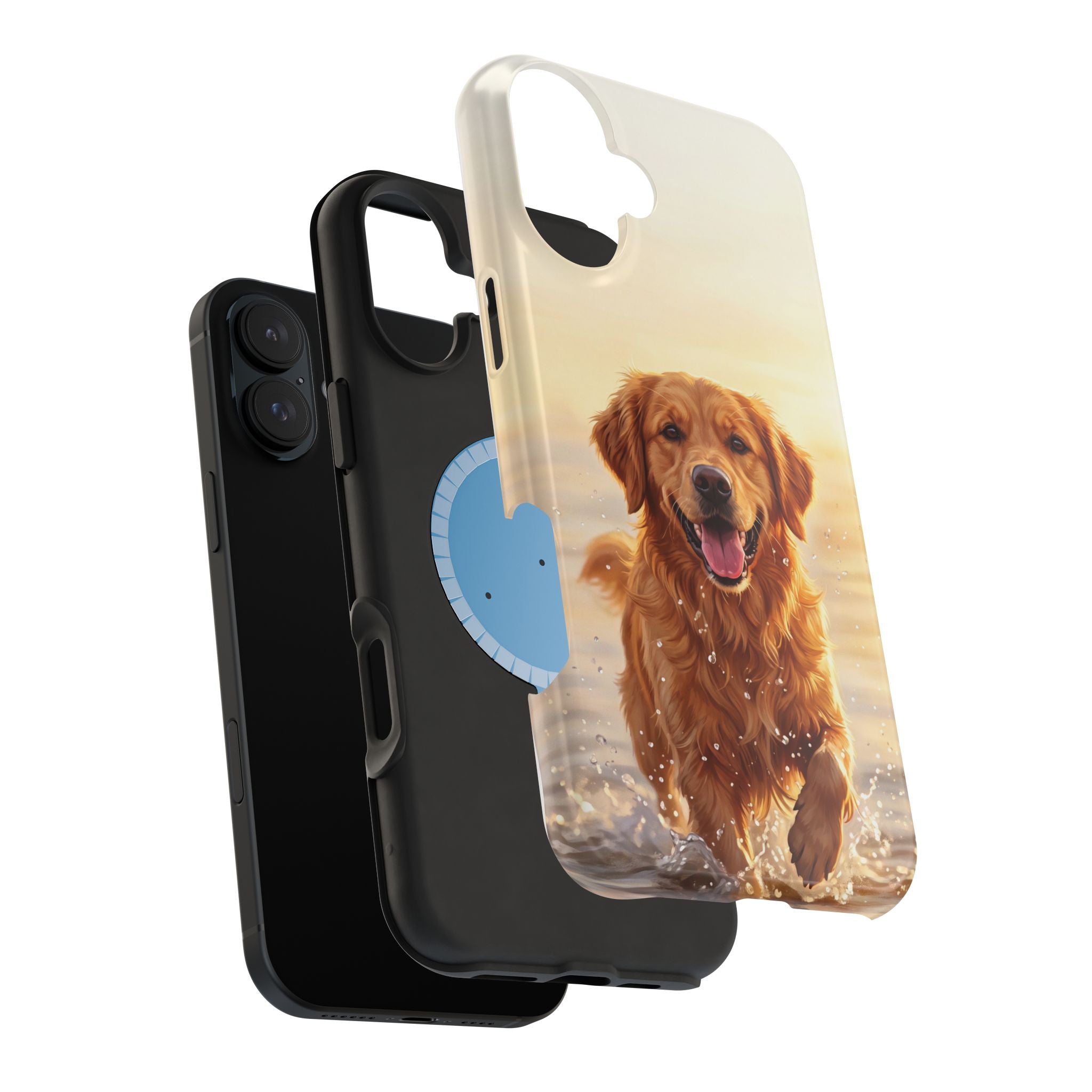 Beach Golden Retriever Phone Case — Impact-Resistant Wireless Charging Cover