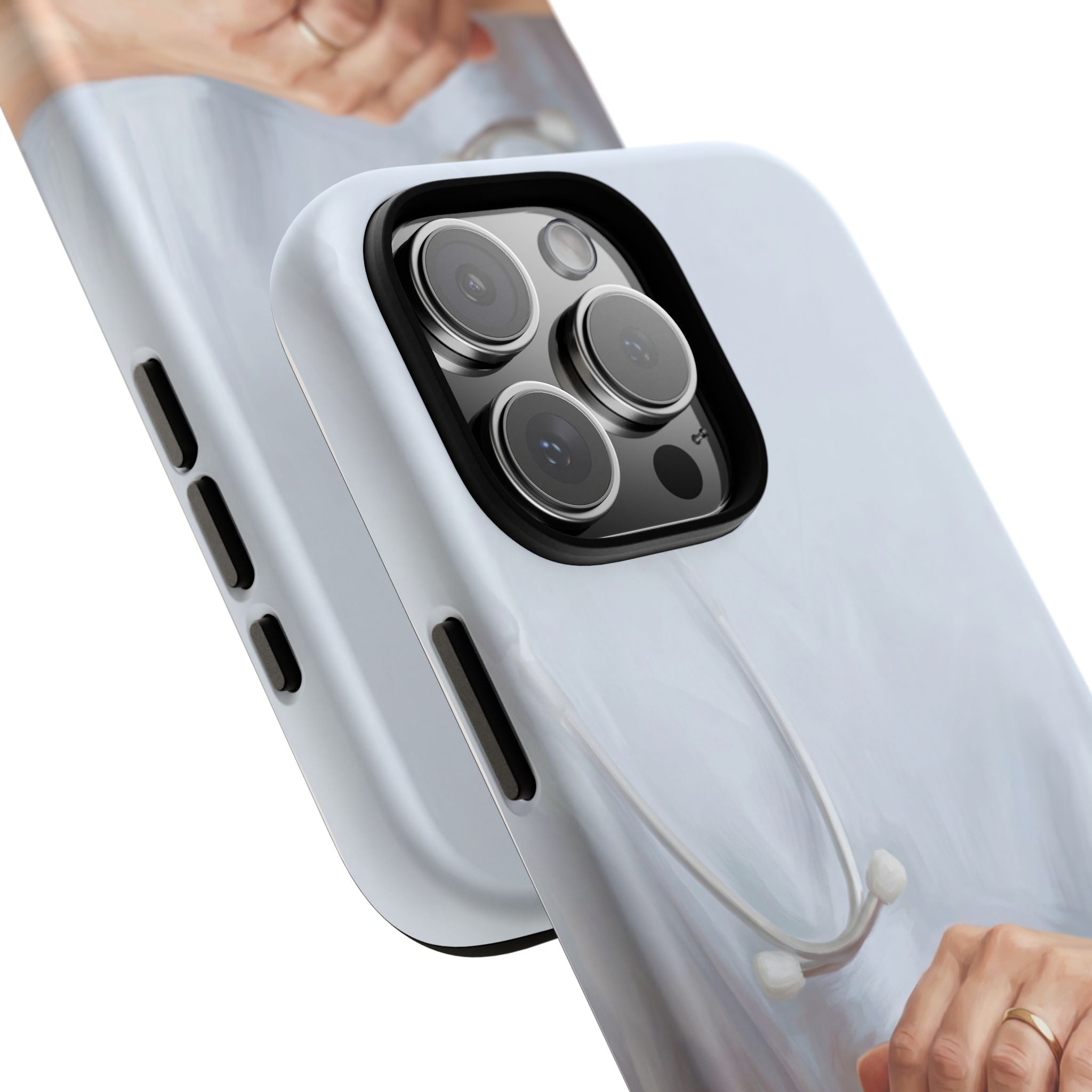 Nurse's Comforting Hands Phone Case | Caring Hands & Stethoscope Illustration | iPhone & Samsung