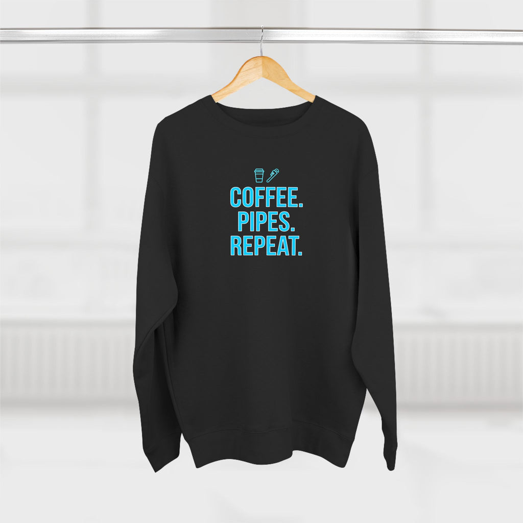 Coffee Pipes Repeat Plumber Sweatshirt | Funny Plumber Gift Crewneck