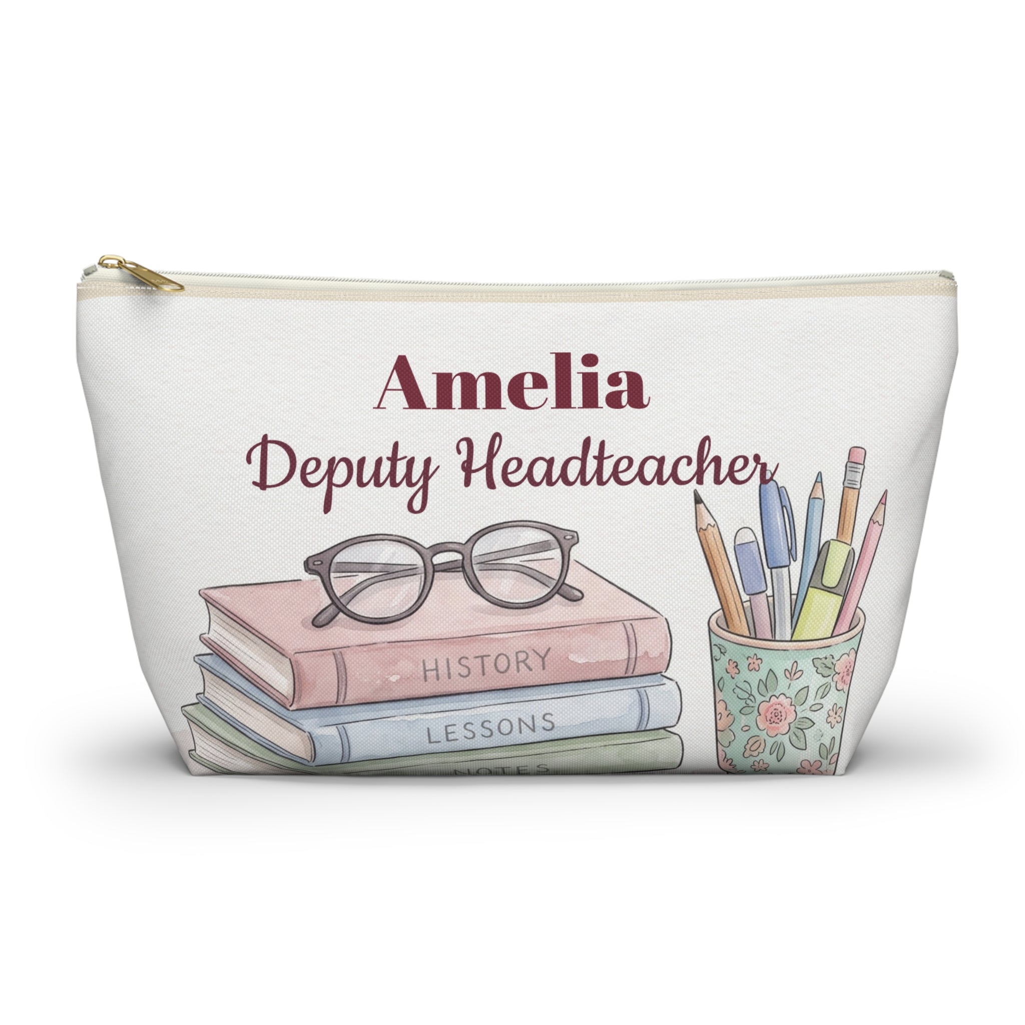 Personalized Teacher Gift Pouch – Custom Name Cosmetic Bag for Headteachers & Teachers