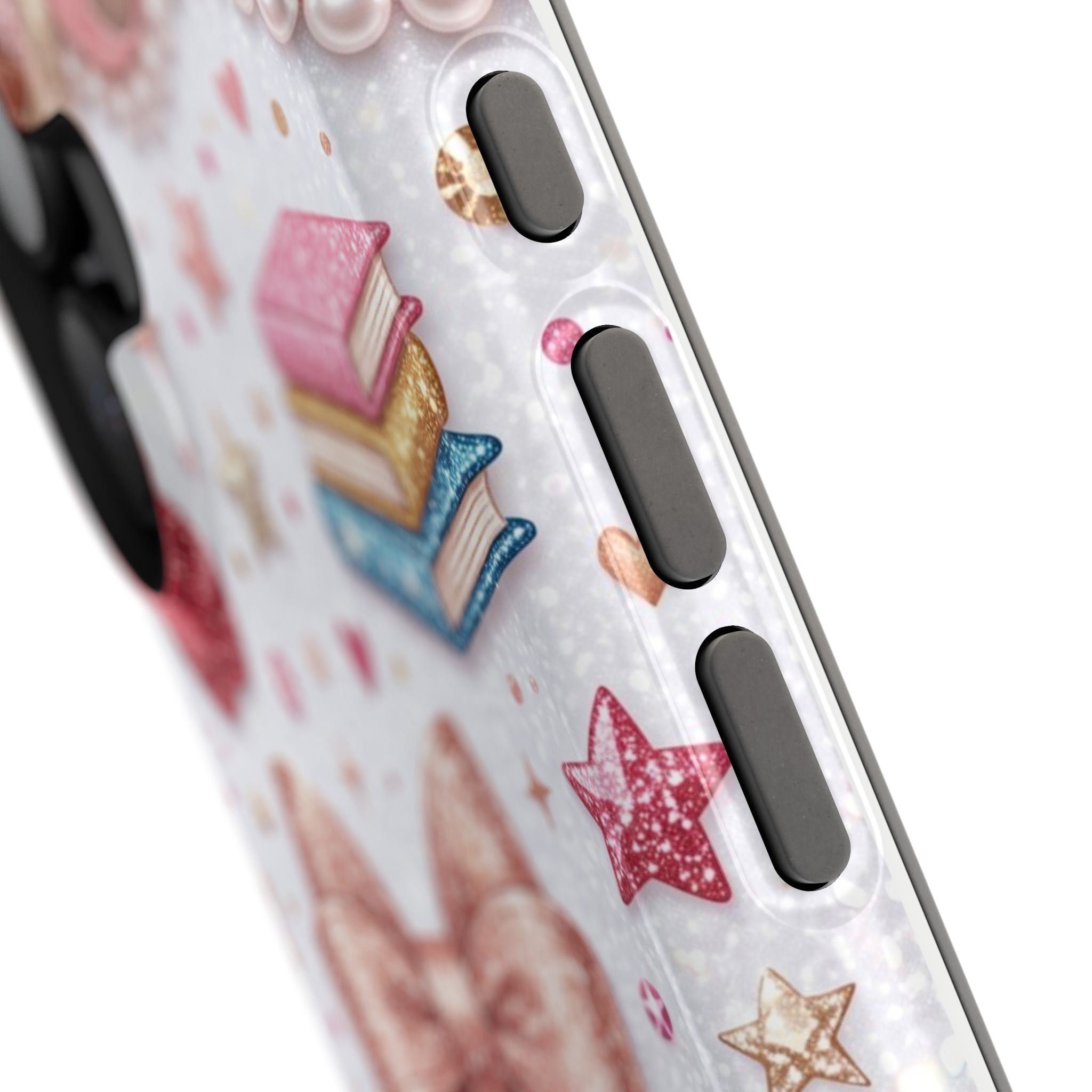 Rose Gold Glitter Bow Personalized Teacher Phone Case — Wireless Charging Cover