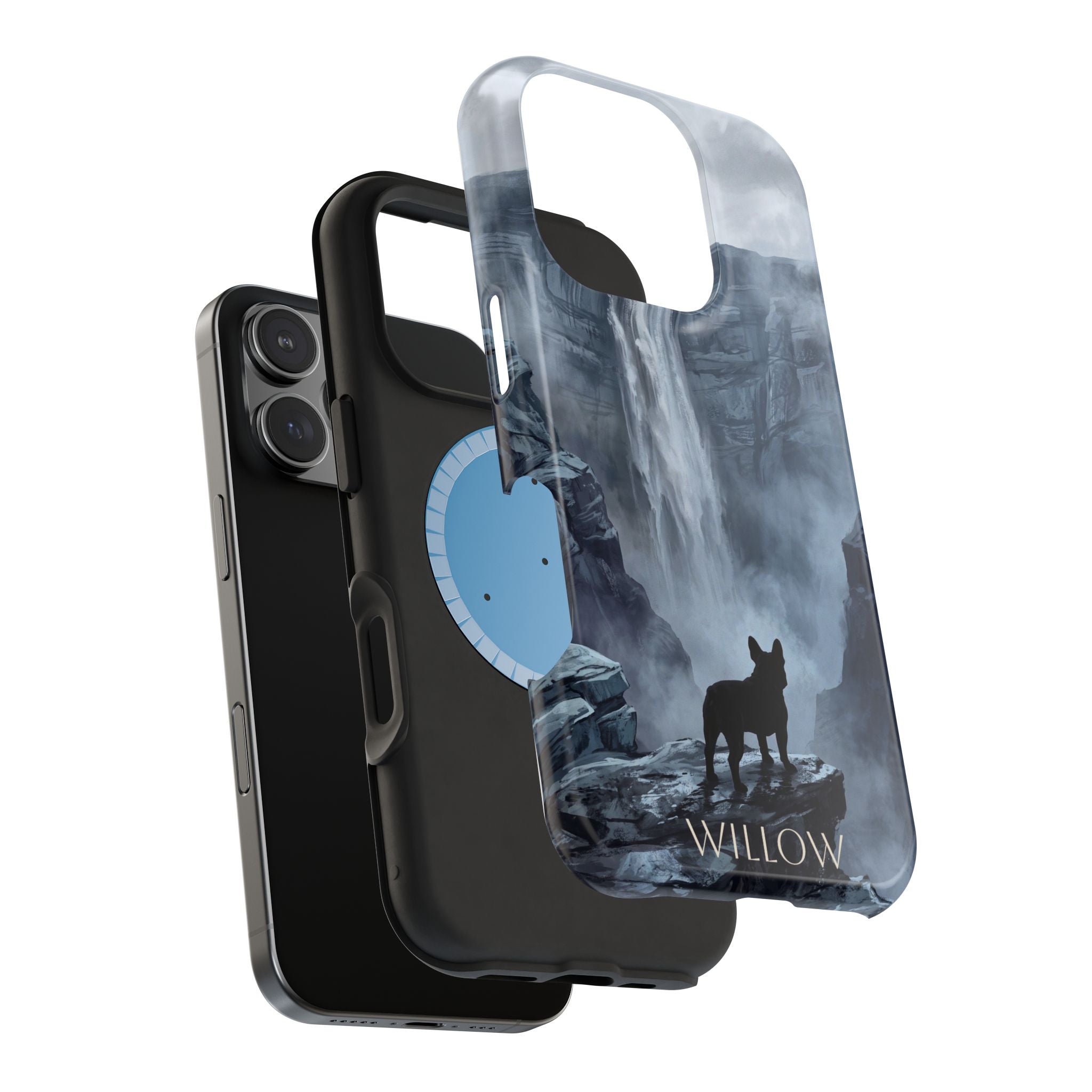 Personalized French Bulldog Misty Waterfall Phone Case — Wireless Charging Cover