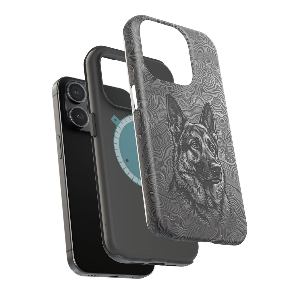 German Shepherd Phone Case | Damascus Art — Tough Magnetic Case with Wireless Charging