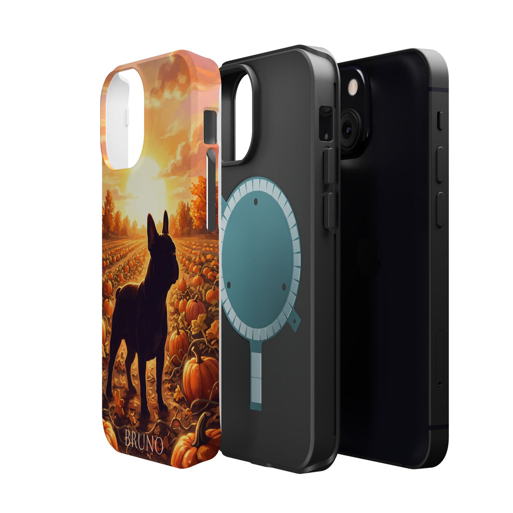 Personalized French Bulldog Pumpkin Patch Phone Case — Wireless Charging Cover