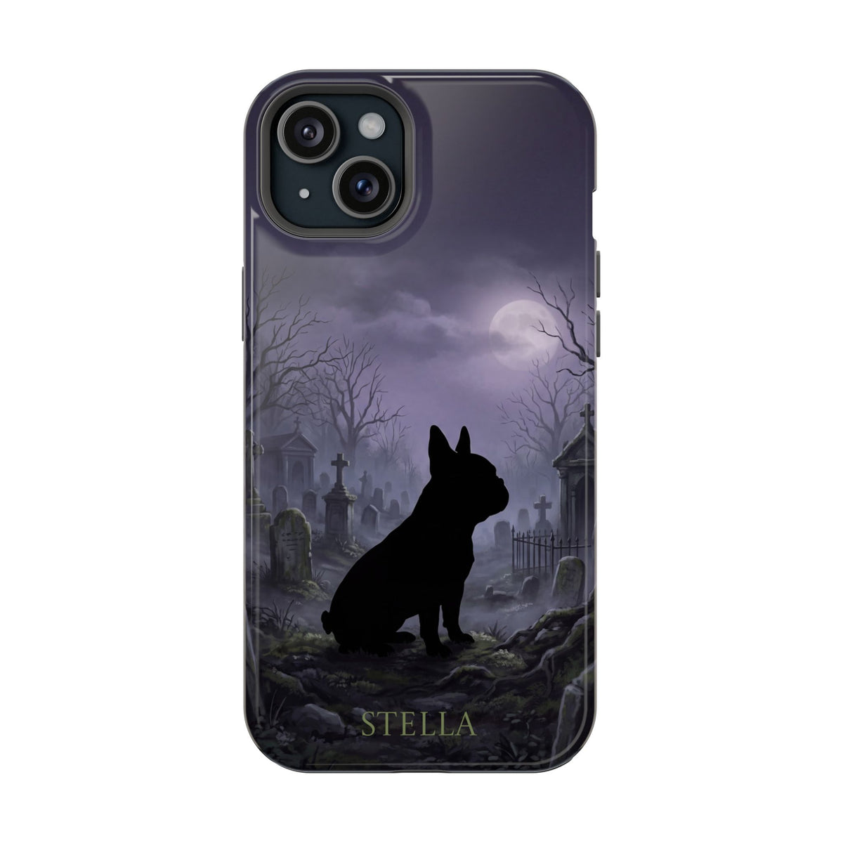 Personalized French Bulldog Moonlit Graveyard Phone Case — Wireless Charging Cover