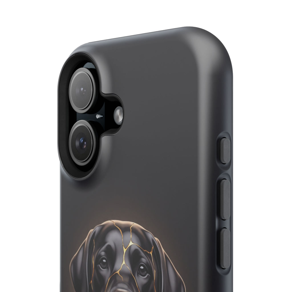 Personalized Obsidian Kintsugi Labrador Phone Case — Tough Magnetic Case with Wireless Charging