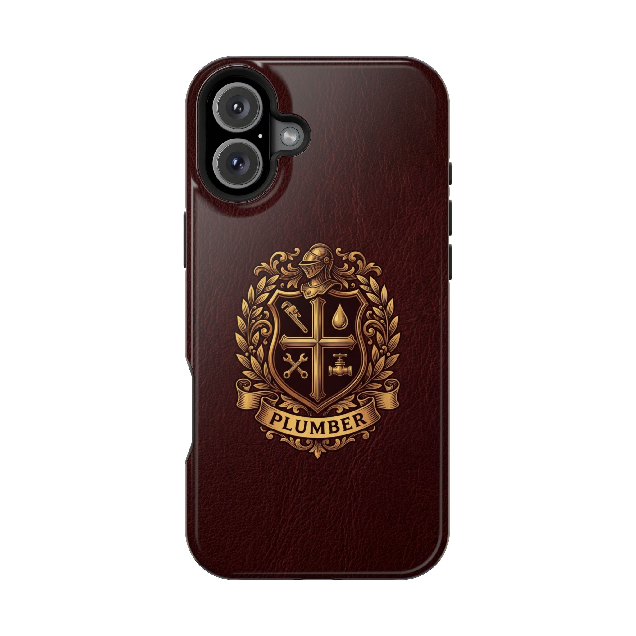 Plumber Crest Phone Case — Heraldic Shield Design Wireless Charging Cover