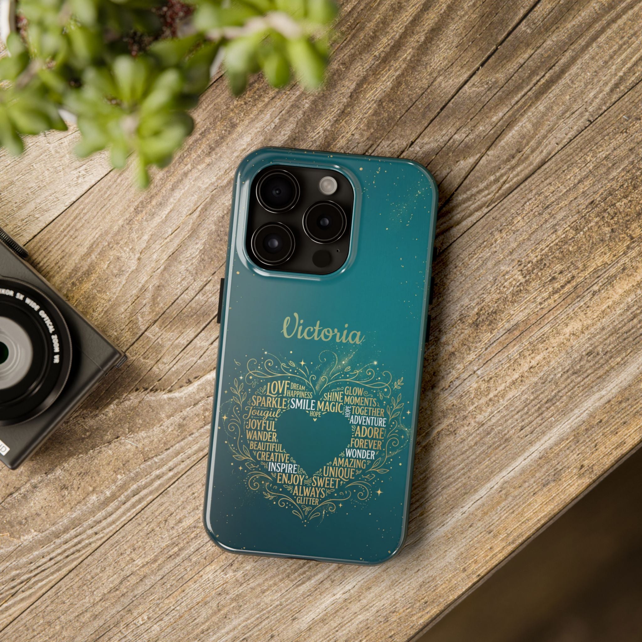 Personalized Teacher Phone Case — Custom Name Heart Word Art Design