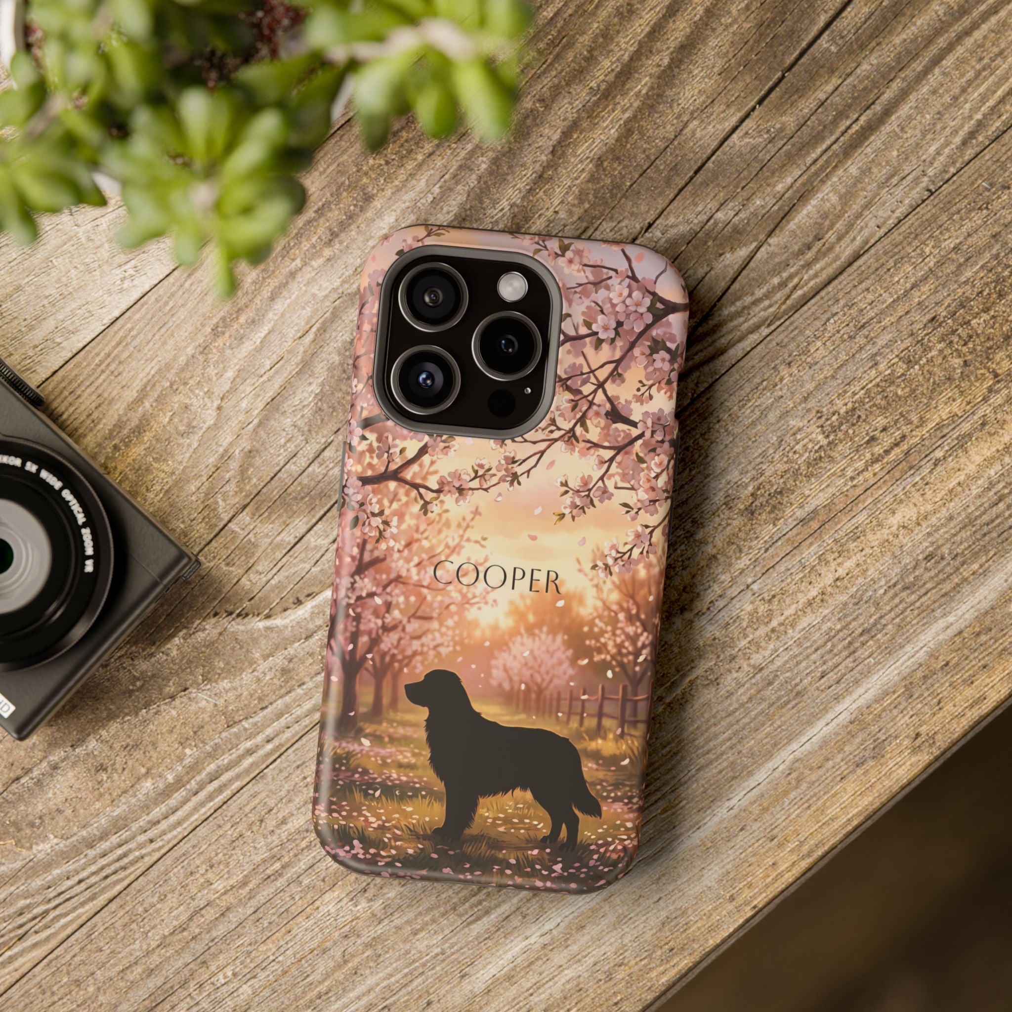 Personalized Golden Retriever Autumn Forest Phone Case — Wireless Charging Cover