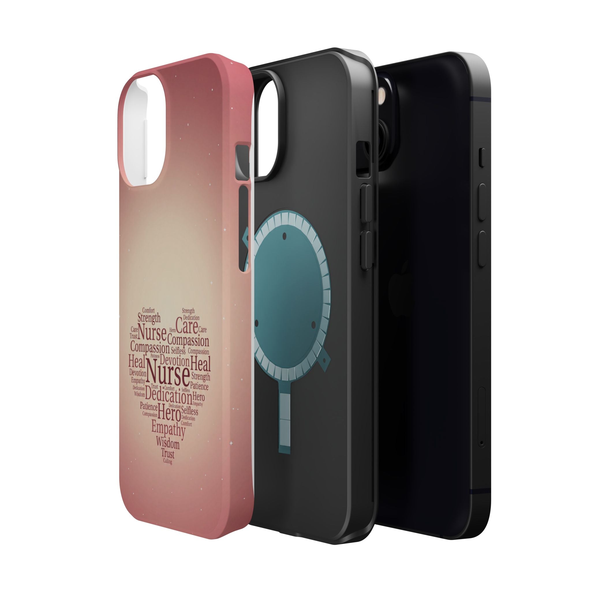 Nurse Heart Word Art Phone Case — Impact-Resistant Wireless Charging Cover