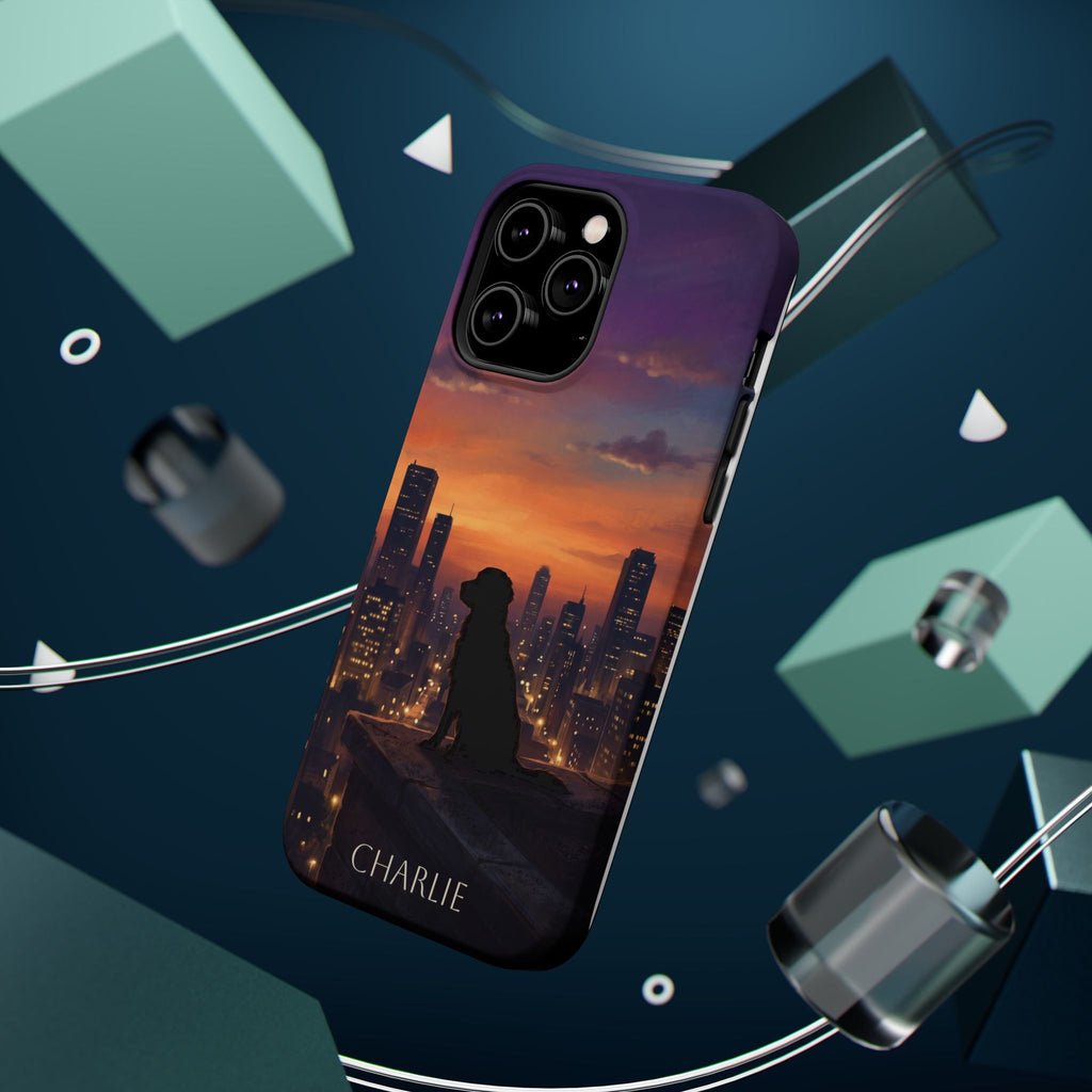 Personalized Golden Retriever City Skyline Phone Case — Wireless Charging Cover