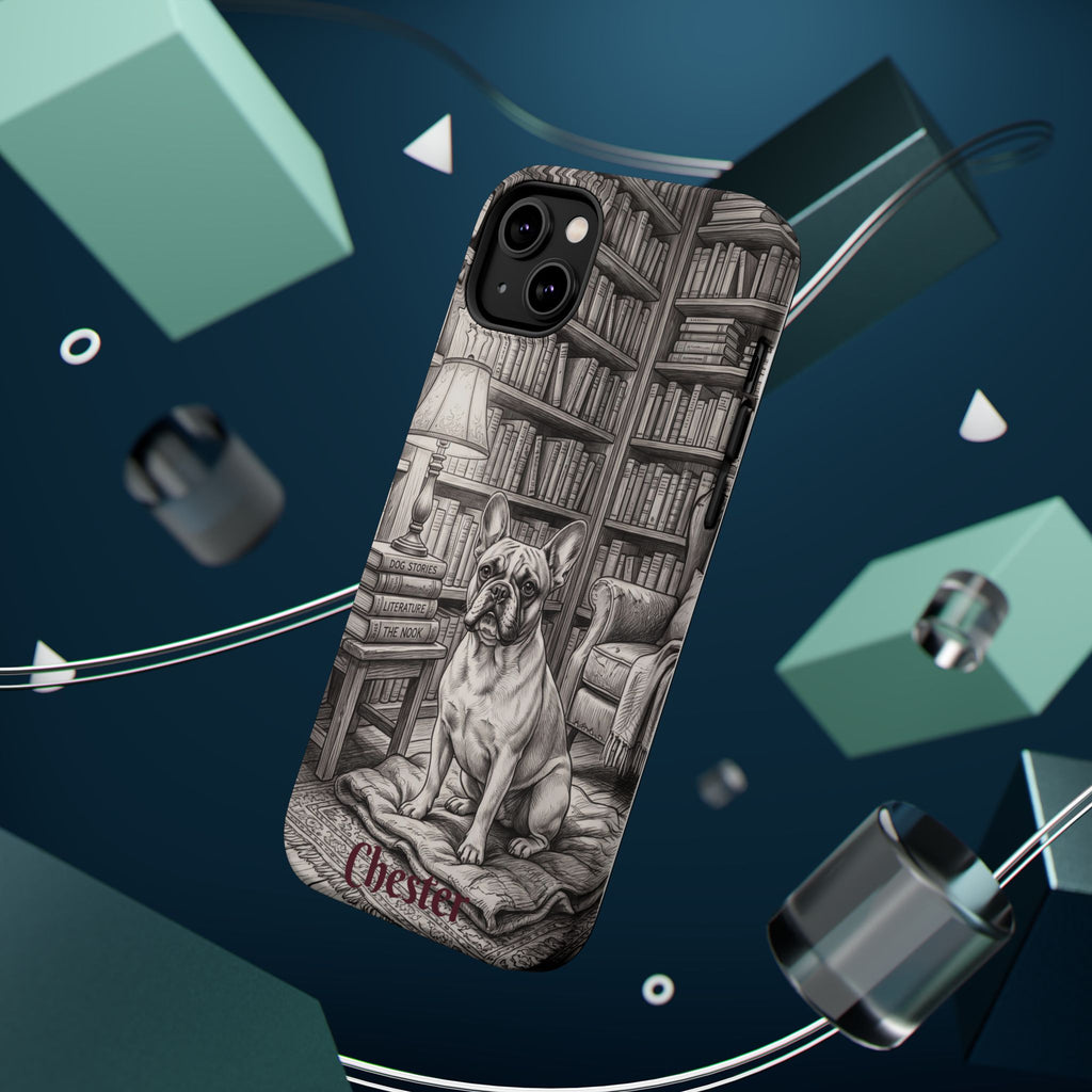 Personalized French Bulldog Library Study Phone Case — Wireless Charging Cover